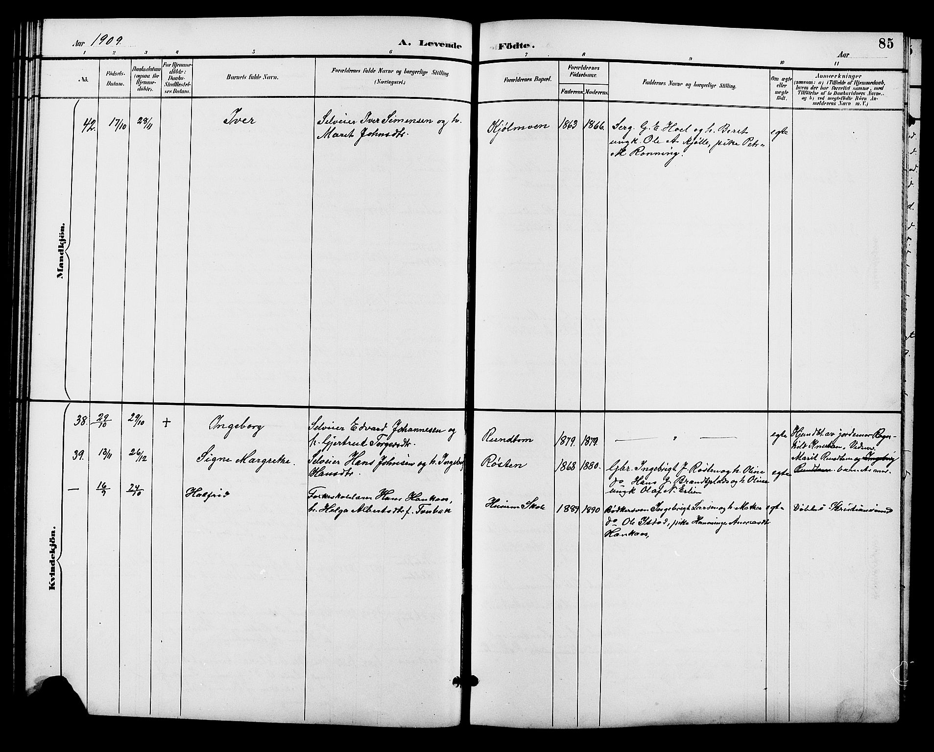 Alvdal prestekontor, AV/SAH-PREST-060/H/Ha/Hab/L0004: Parish register (copy) no. 4, 1894-1910, p. 85