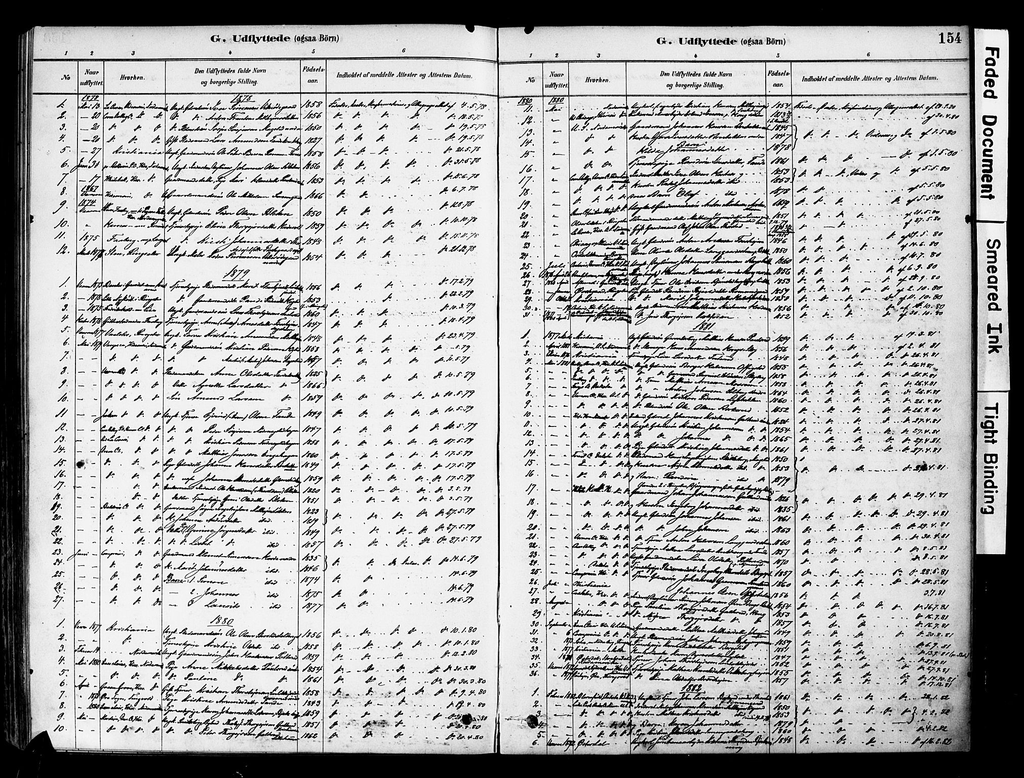 Øyer prestekontor, SAH/PREST-084/H/Ha/Haa/L0009: Parish register (official) no. 9, 1878-1893, p. 154