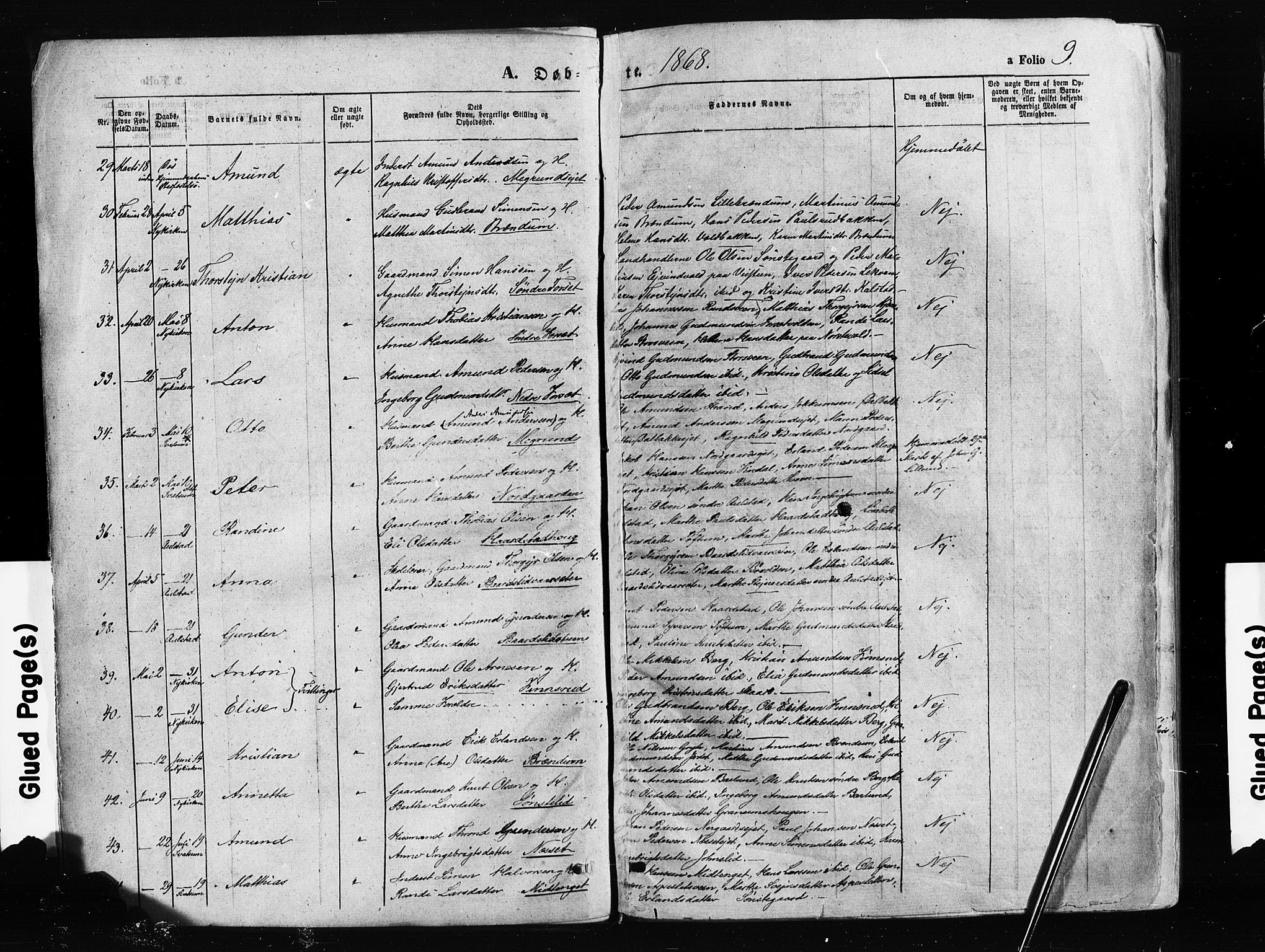 Gausdal prestekontor, AV/SAH-PREST-090/H/Ha/Haa/L0010: Parish register (official) no. 10, 1867-1886, p. 9