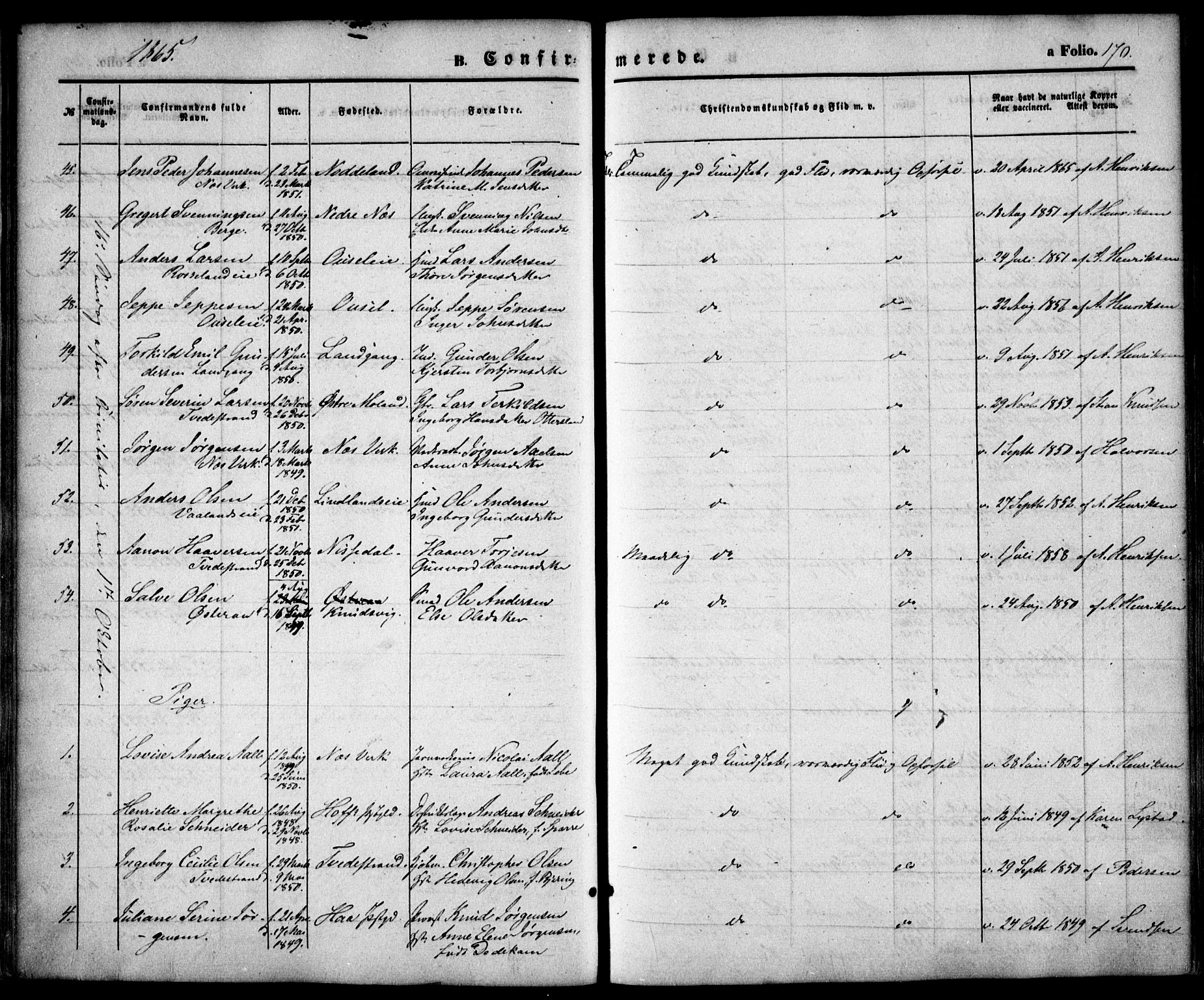 Holt sokneprestkontor, AV/SAK-1111-0021/F/Fa/L0009: Parish register (official) no. A 9, 1861-1871, p. 170