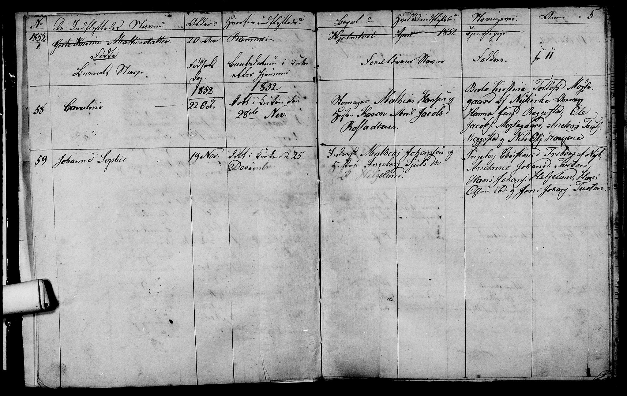 Våle kirkebøker, SAKO/A-334/G/Ga/L0002: Parish register (copy) no. I 2, 1851-1863, p. 4-5