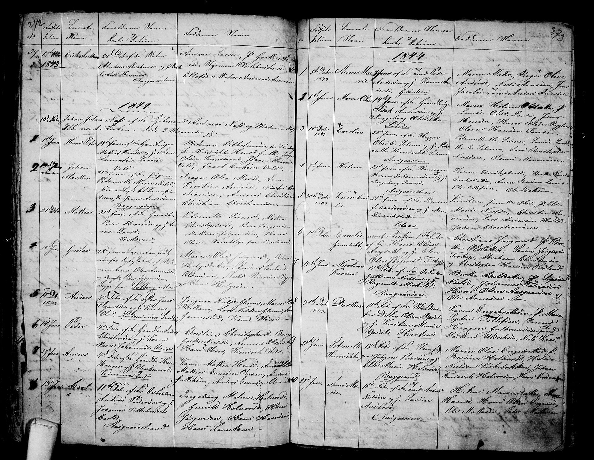 Borre kirkebøker, AV/SAKO-A-338/G/Ga/L0001: Parish register (copy) no. I 1, 1815-1851, p. 272-273