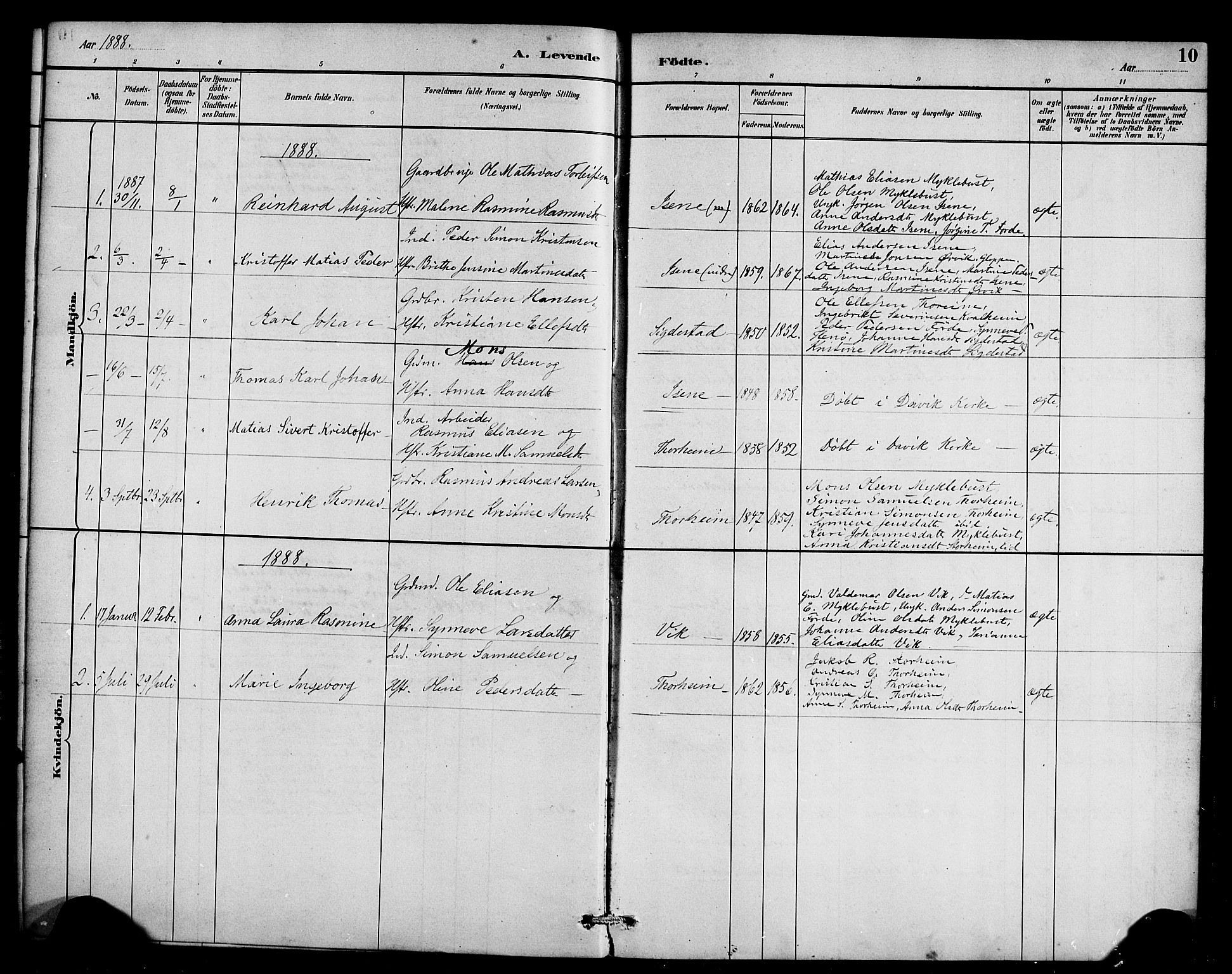 Davik sokneprestembete, SAB/A-79701/H/Haa/Haae/L0001: Parish register (official) no. E 1, 1882-1900, p. 10