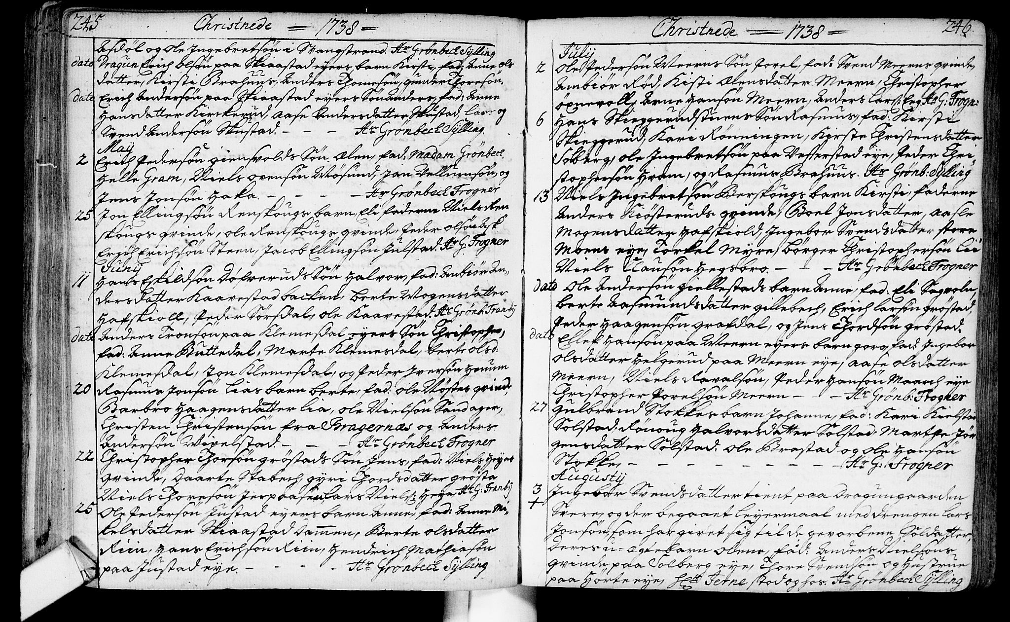 Lier kirkebøker, AV/SAKO-A-230/F/Fa/L0003: Parish register (official) no. I 3, 1727-1748, p. 245-246