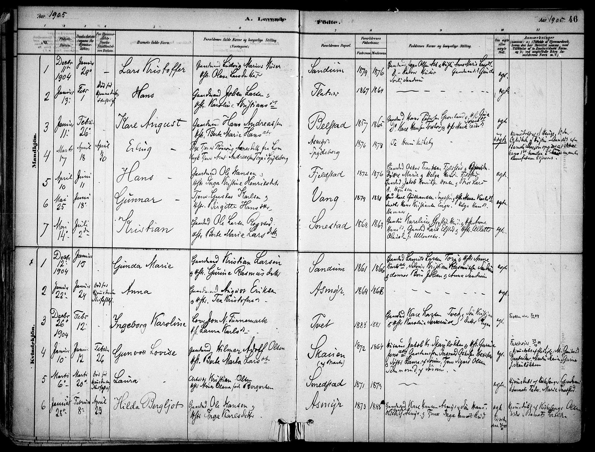 Gjerdrum prestekontor Kirkebøker, AV/SAO-A-10412b/F/Fa/L0009: Parish register (official) no. I 9, 1881-1916, p. 46