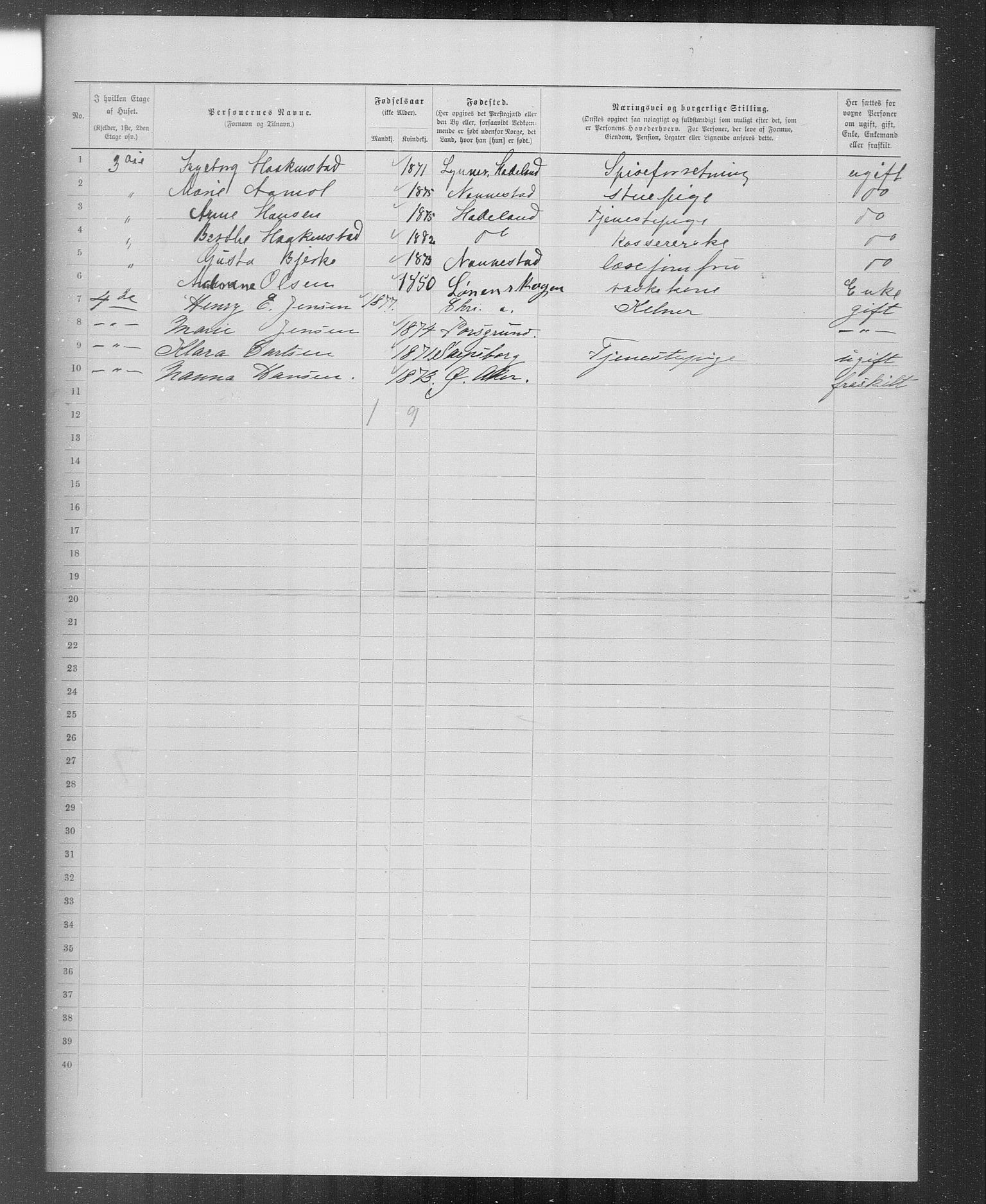 OBA, Municipal Census 1899 for Kristiania, 1899, p. 3966