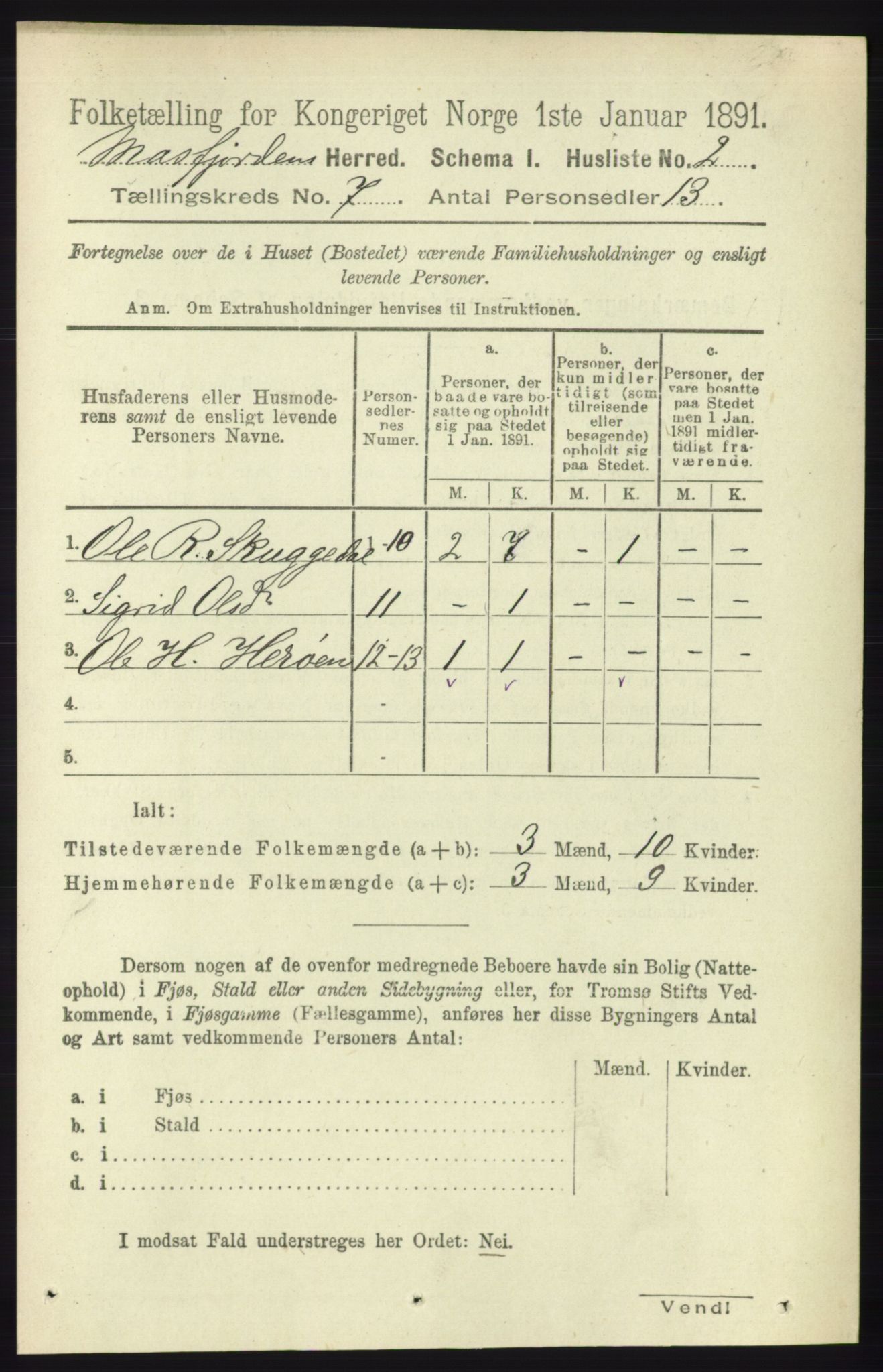 RA, 1891 census for 1266 Masfjorden, 1891, p. 1137