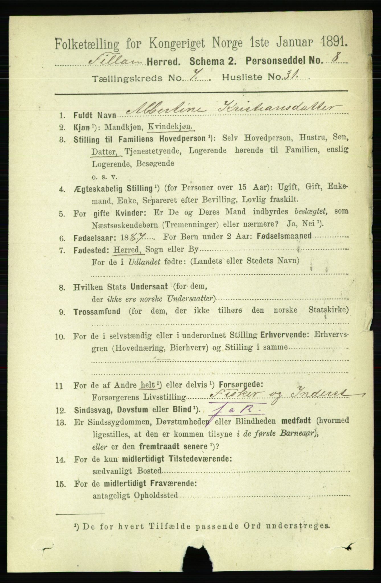 RA, 1891 census for 1616 Fillan, 1891, p. 1850