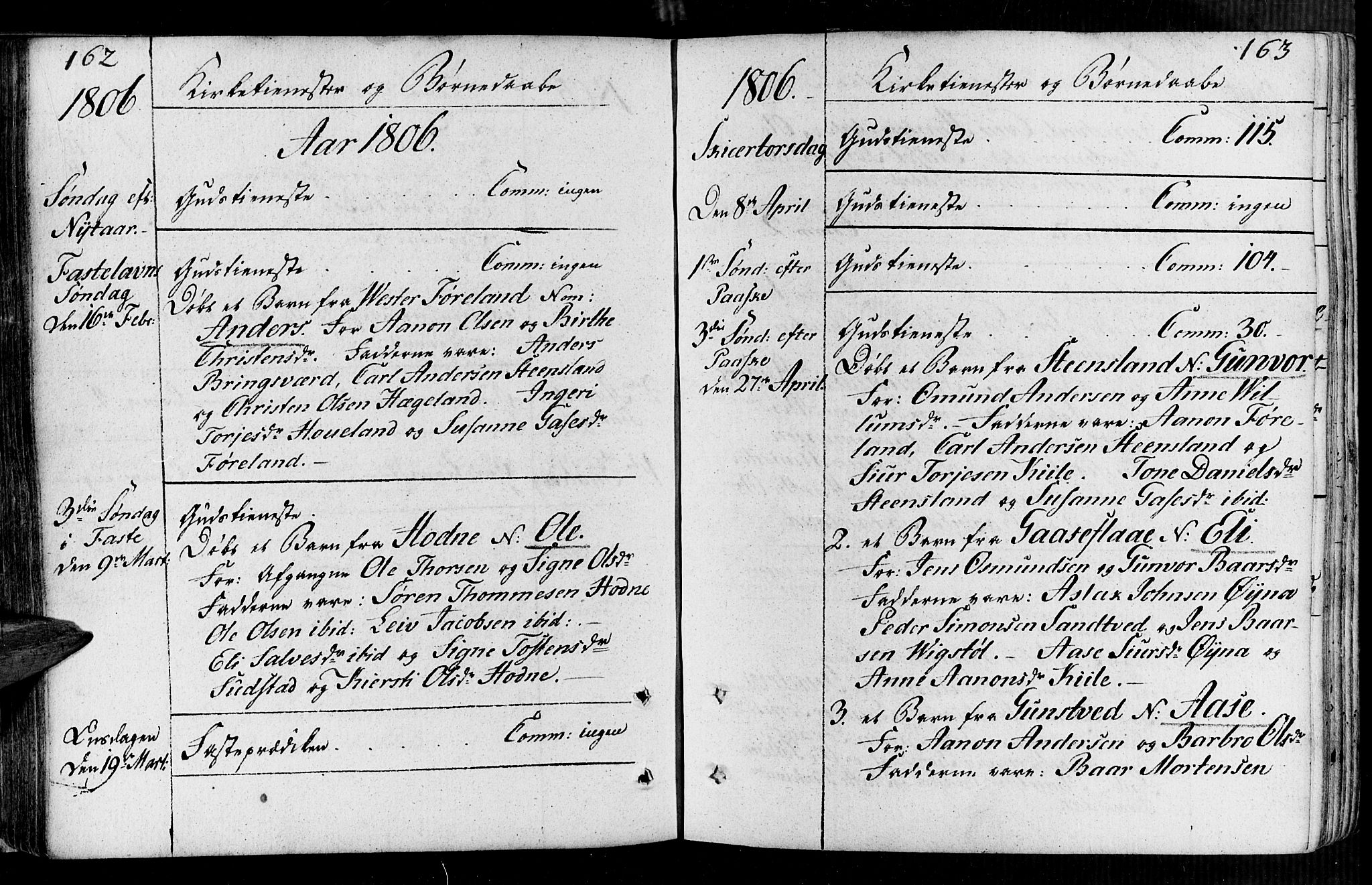 Vennesla sokneprestkontor, AV/SAK-1111-0045/Fa/Faa/L0002: Parish register (official) no. A 2, 1785-1834, p. 162-163