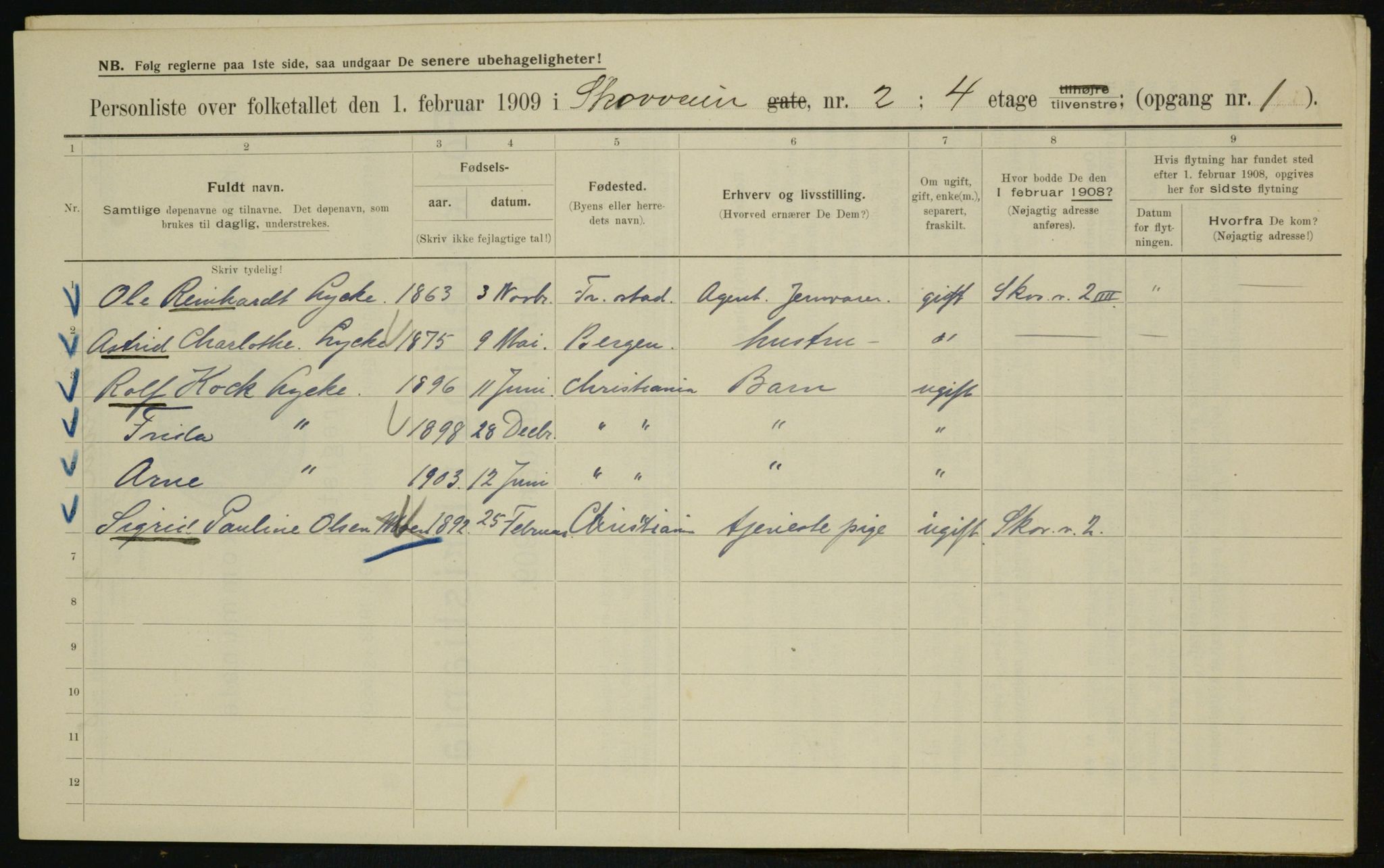 OBA, Municipal Census 1909 for Kristiania, 1909, p. 87427