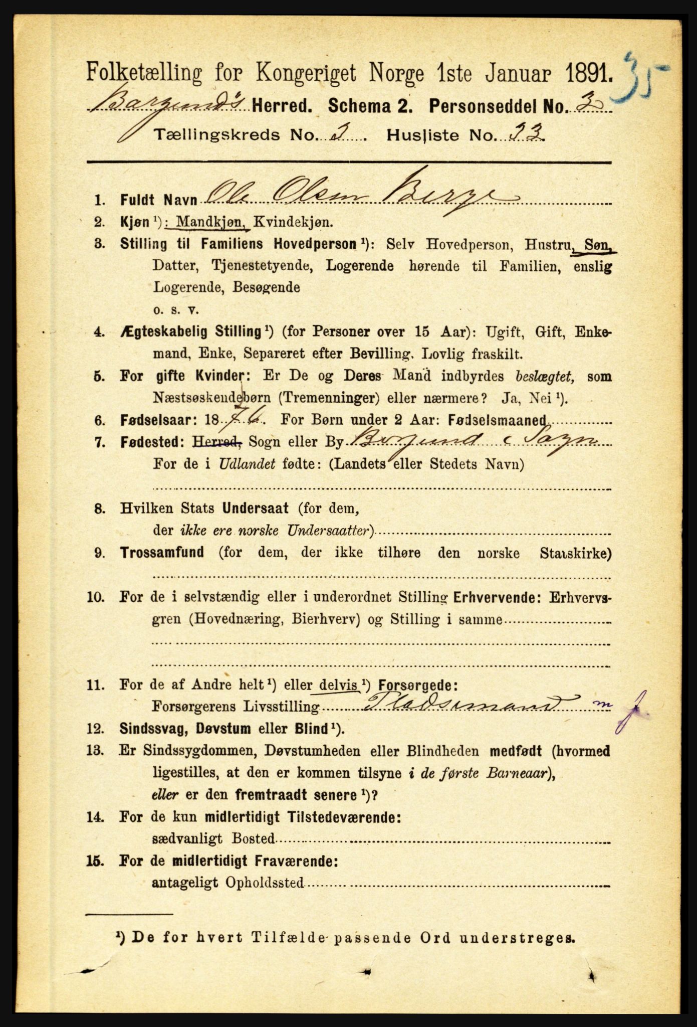 RA, 1891 census for 1423 Borgund, 1891, p. 775