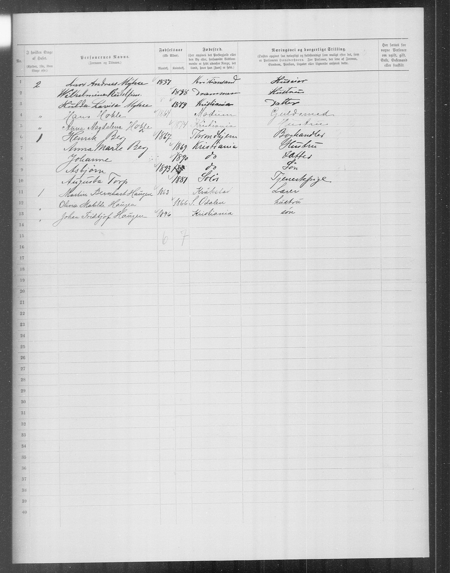 OBA, Municipal Census 1899 for Kristiania, 1899, p. 14449