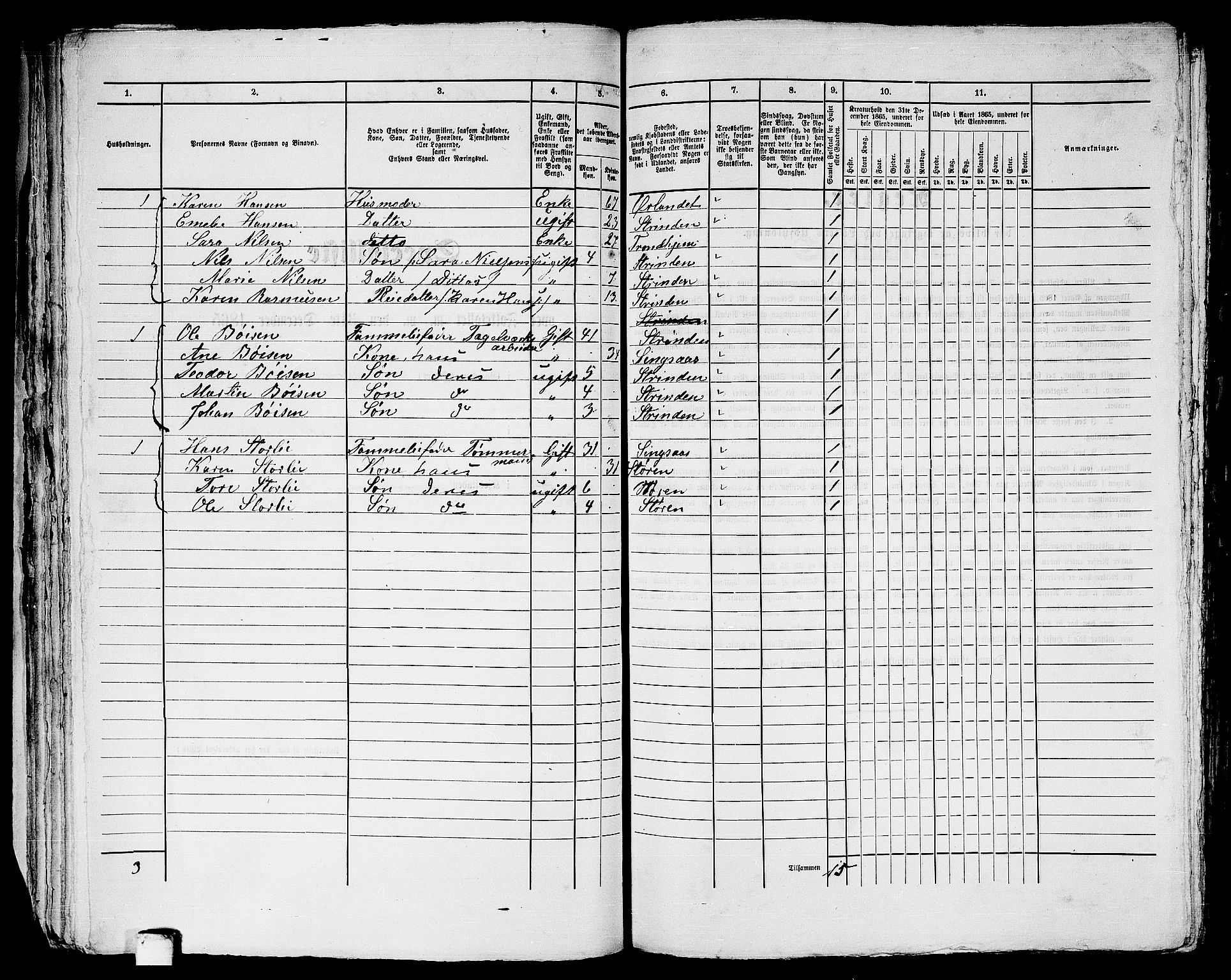 RA, 1865 census for Trondheim, 1865, p. 2732