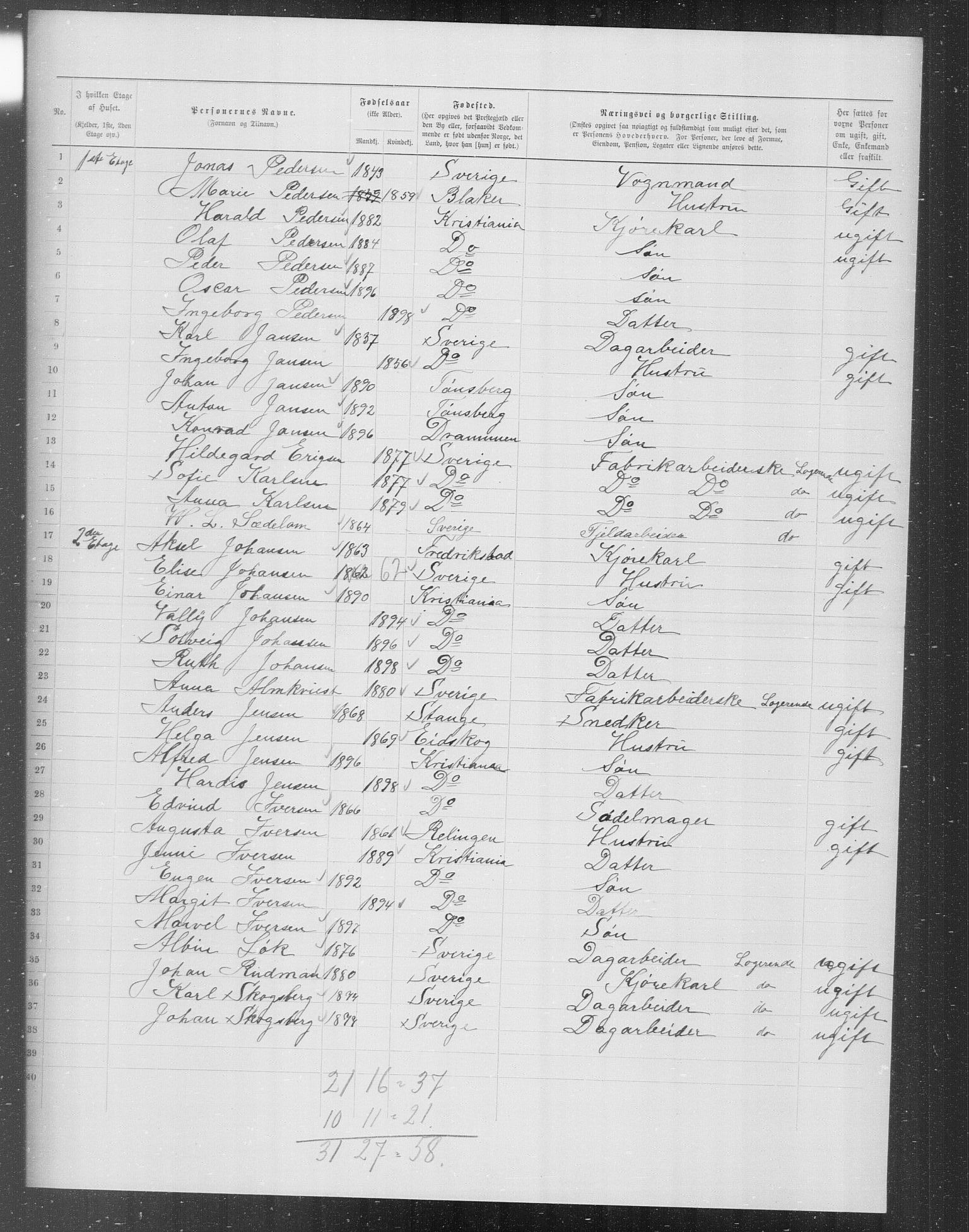 OBA, Municipal Census 1899 for Kristiania, 1899, p. 6926