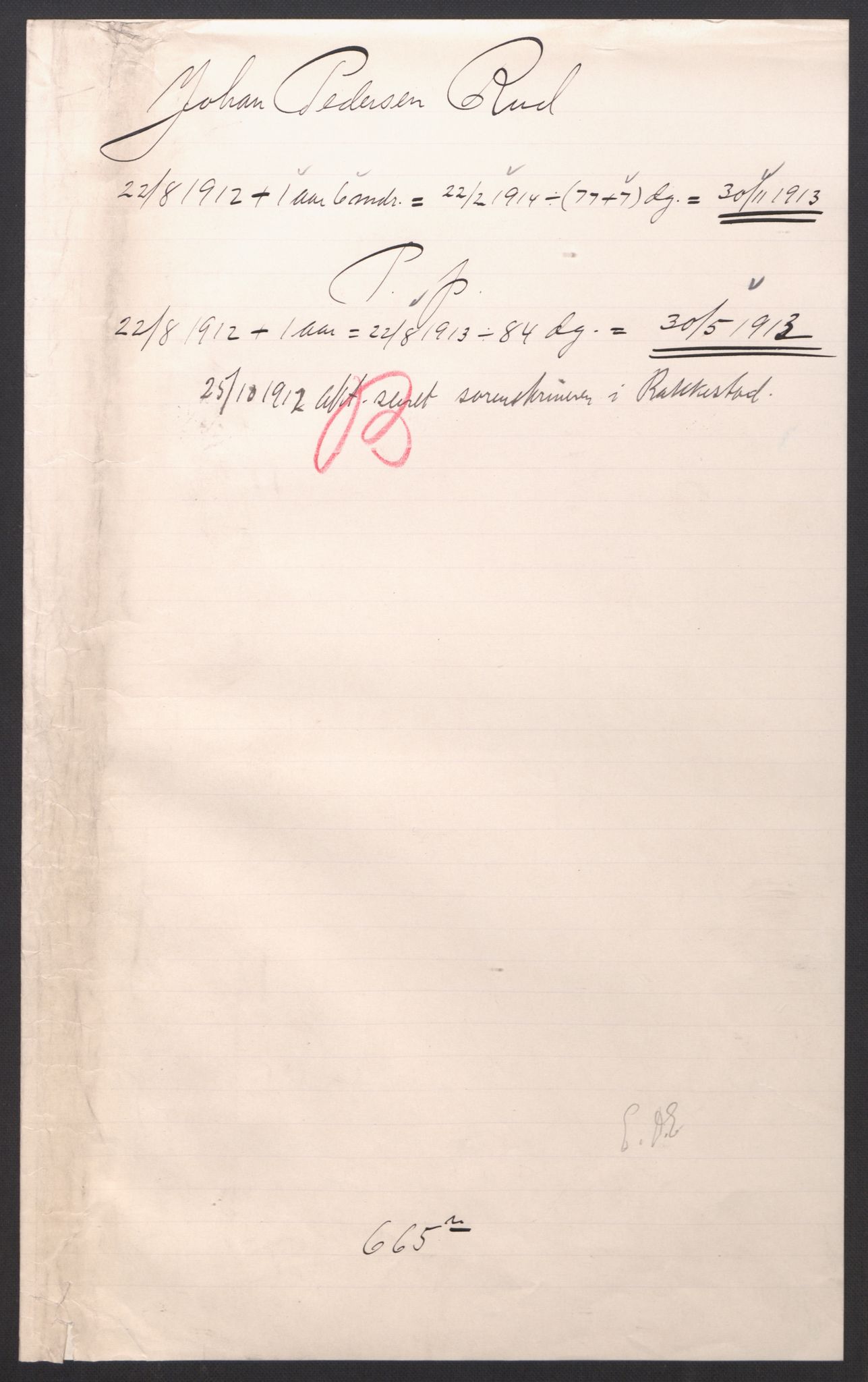 Botsfengslet, AV/RA-S-1539/D/Dn/L0351: 625n-641n, 642n-673n, 1912, p. 2