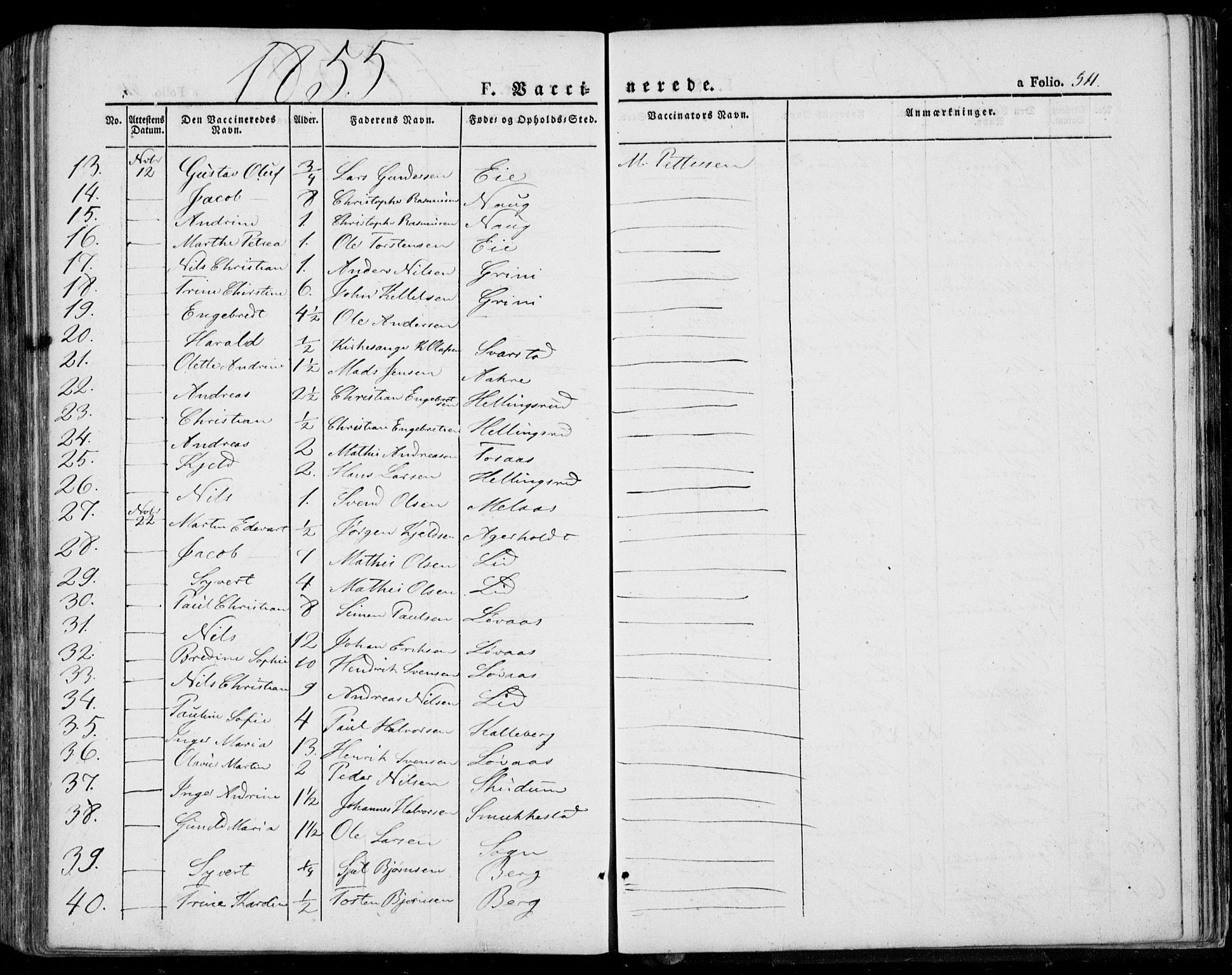 Lardal kirkebøker, AV/SAKO-A-350/F/Fa/L0006: Parish register (official) no. I 6, 1835-1860, p. 511