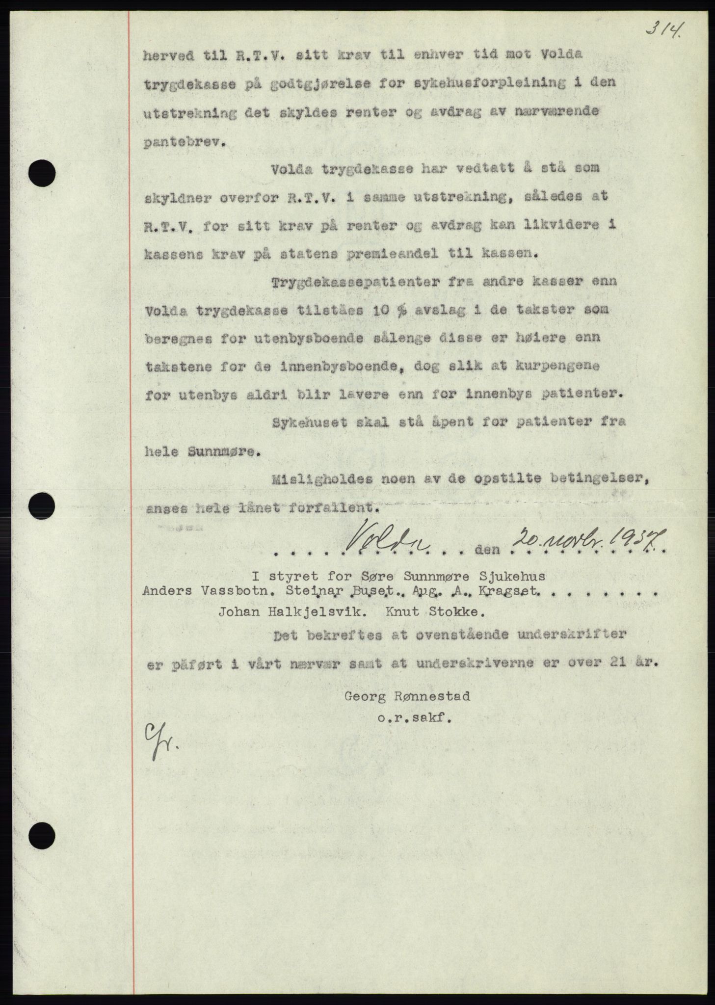 Søre Sunnmøre sorenskriveri, AV/SAT-A-4122/1/2/2C/L0064: Mortgage book no. 58, 1937-1938, Diary no: : 1844/1937