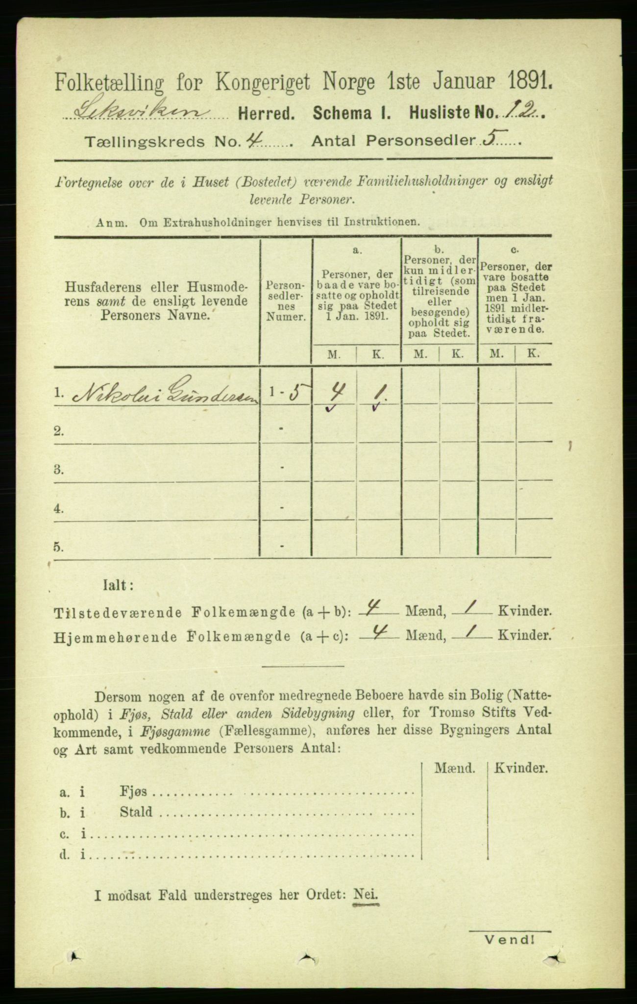 RA, 1891 census for 1718 Leksvik, 1891, p. 1838