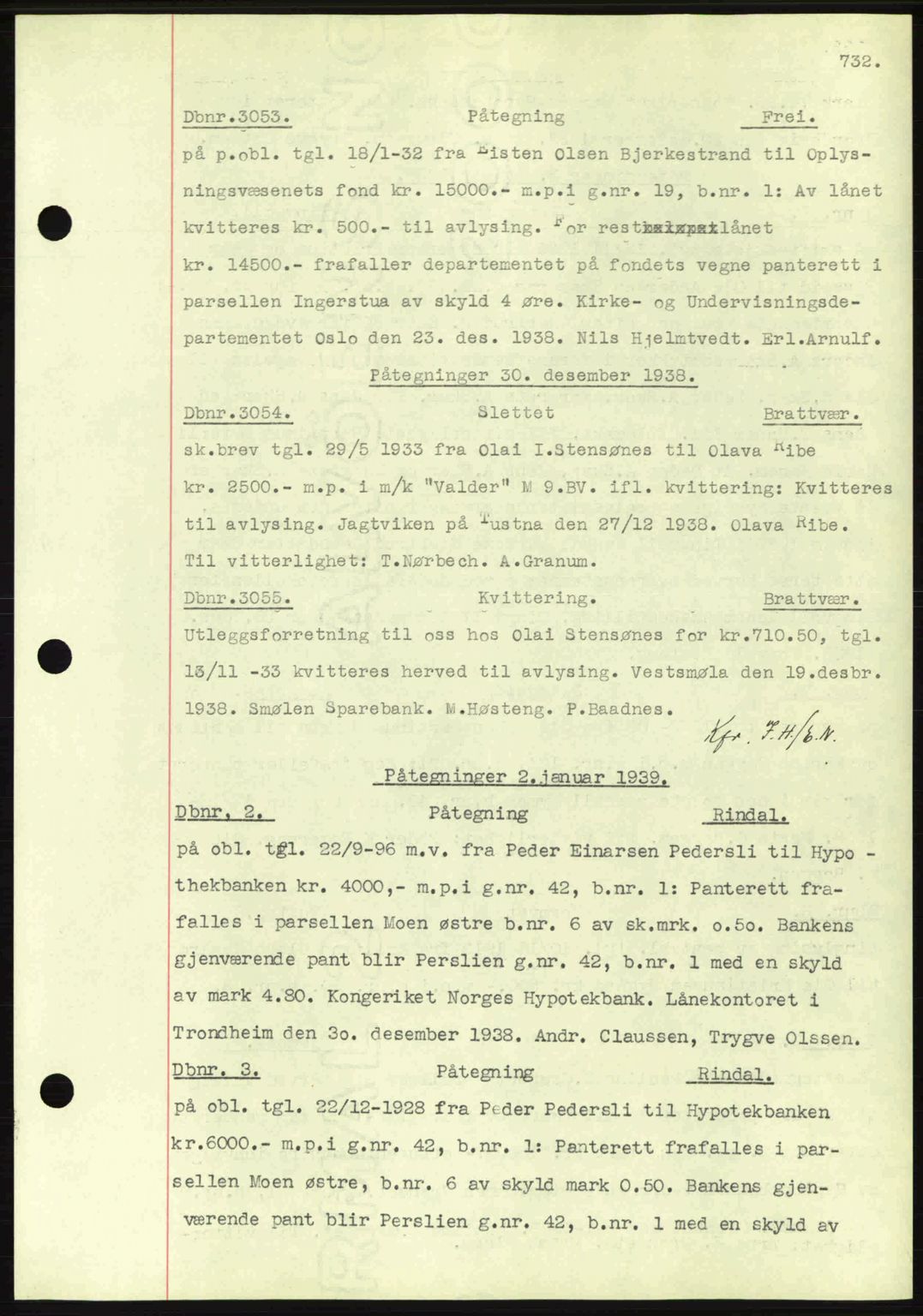 Nordmøre sorenskriveri, AV/SAT-A-4132/1/2/2Ca: Mortgage book no. C80, 1936-1939, Diary no: : 2/1939