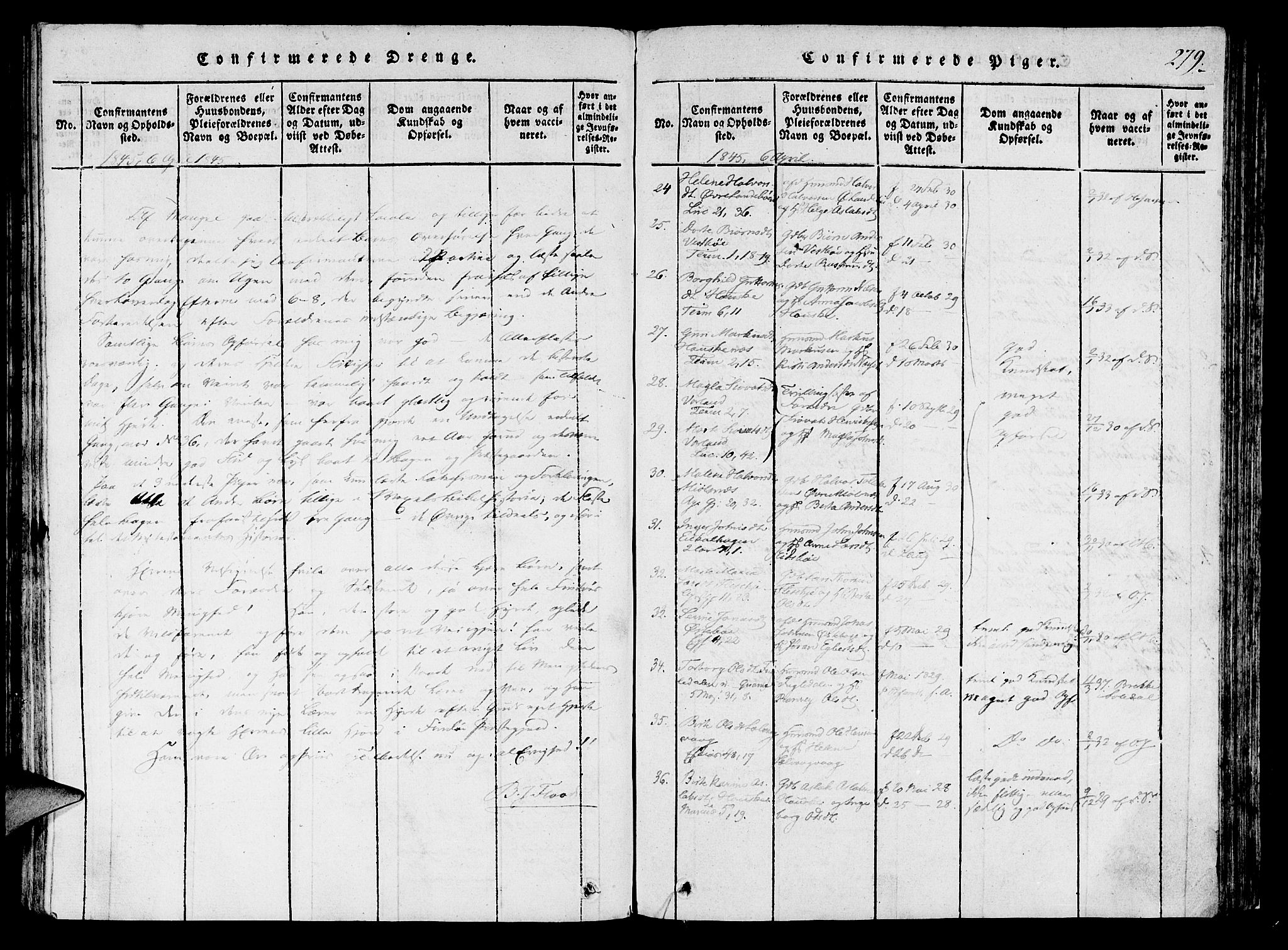 Finnøy sokneprestkontor, AV/SAST-A-101825/H/Ha/Haa/L0006: Parish register (official) no. A 6, 1816-1846, p. 279