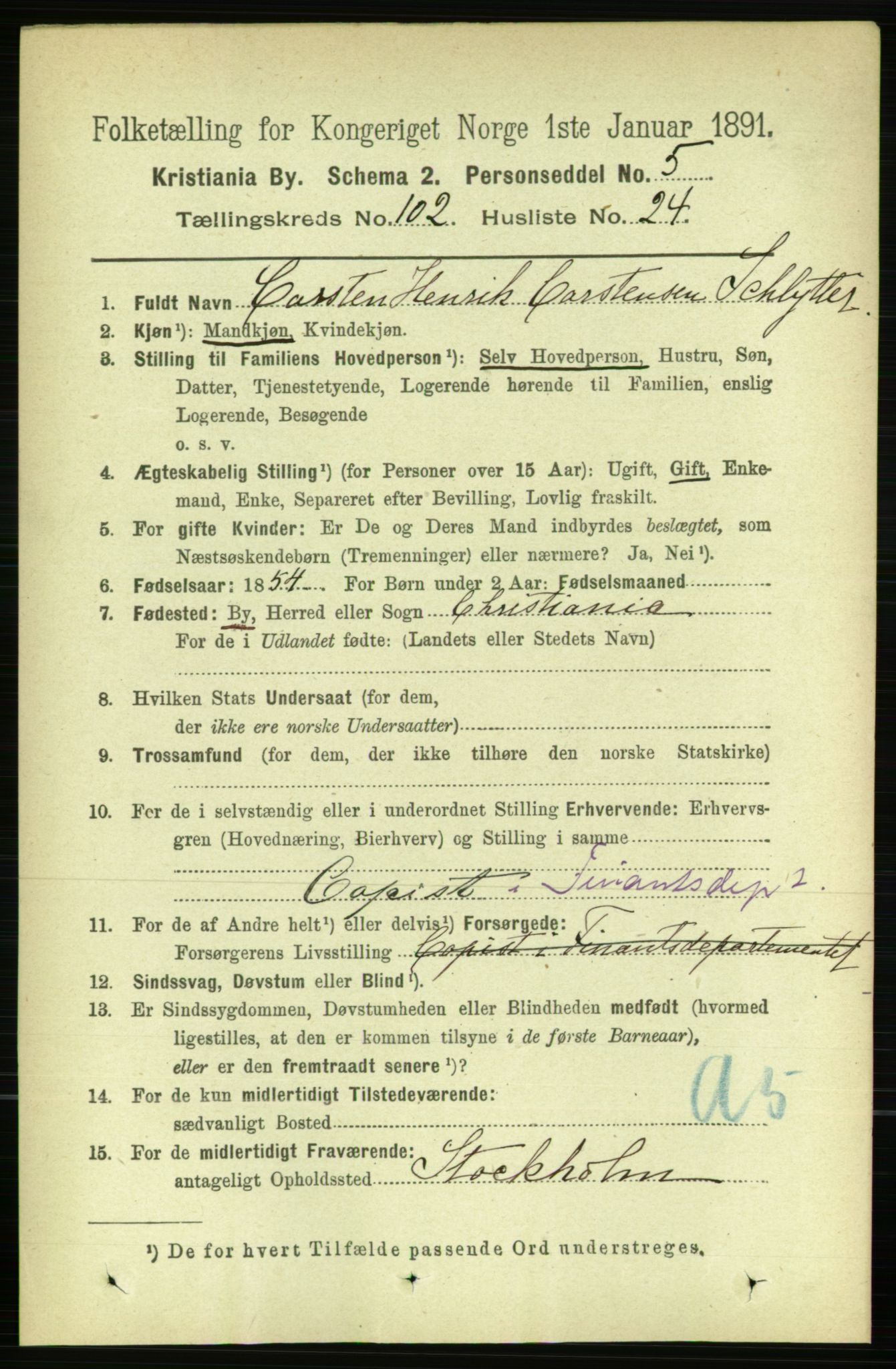 RA, 1891 census for 0301 Kristiania, 1891, p. 51018