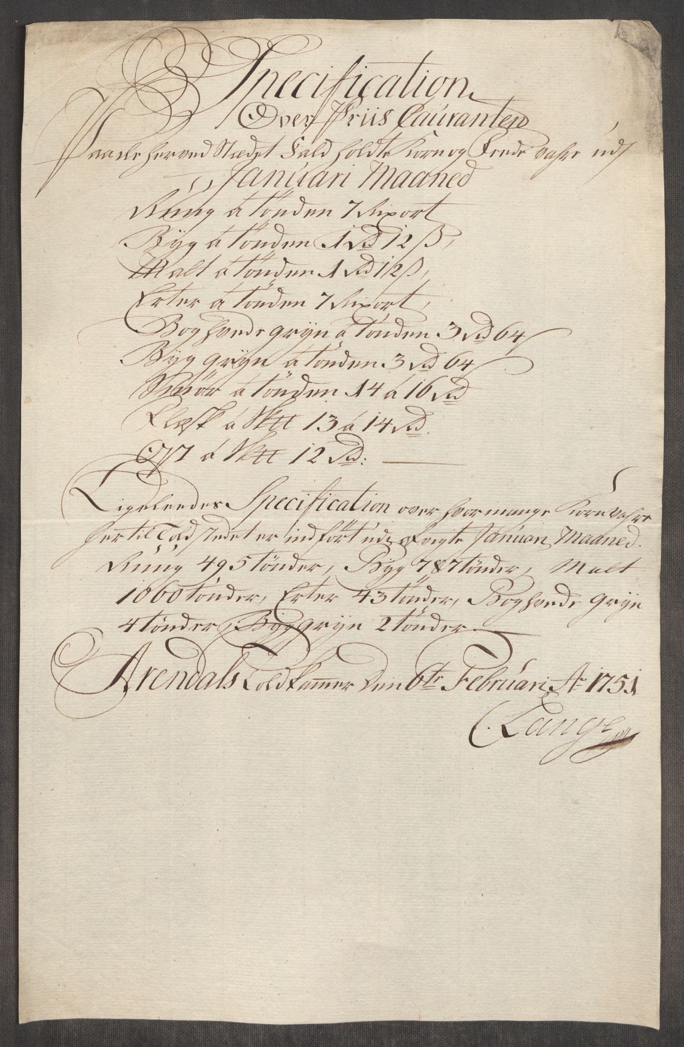 Rentekammeret inntil 1814, Realistisk ordnet avdeling, RA/EA-4070/Oe/L0004: [Ø1]: Priskuranter, 1749-1752, p. 671