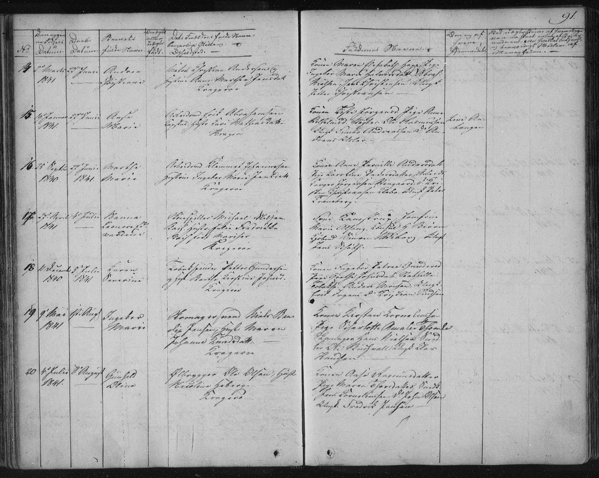 Kragerø kirkebøker, SAKO/A-278/F/Fa/L0005: Parish register (official) no. 5, 1832-1847, p. 91