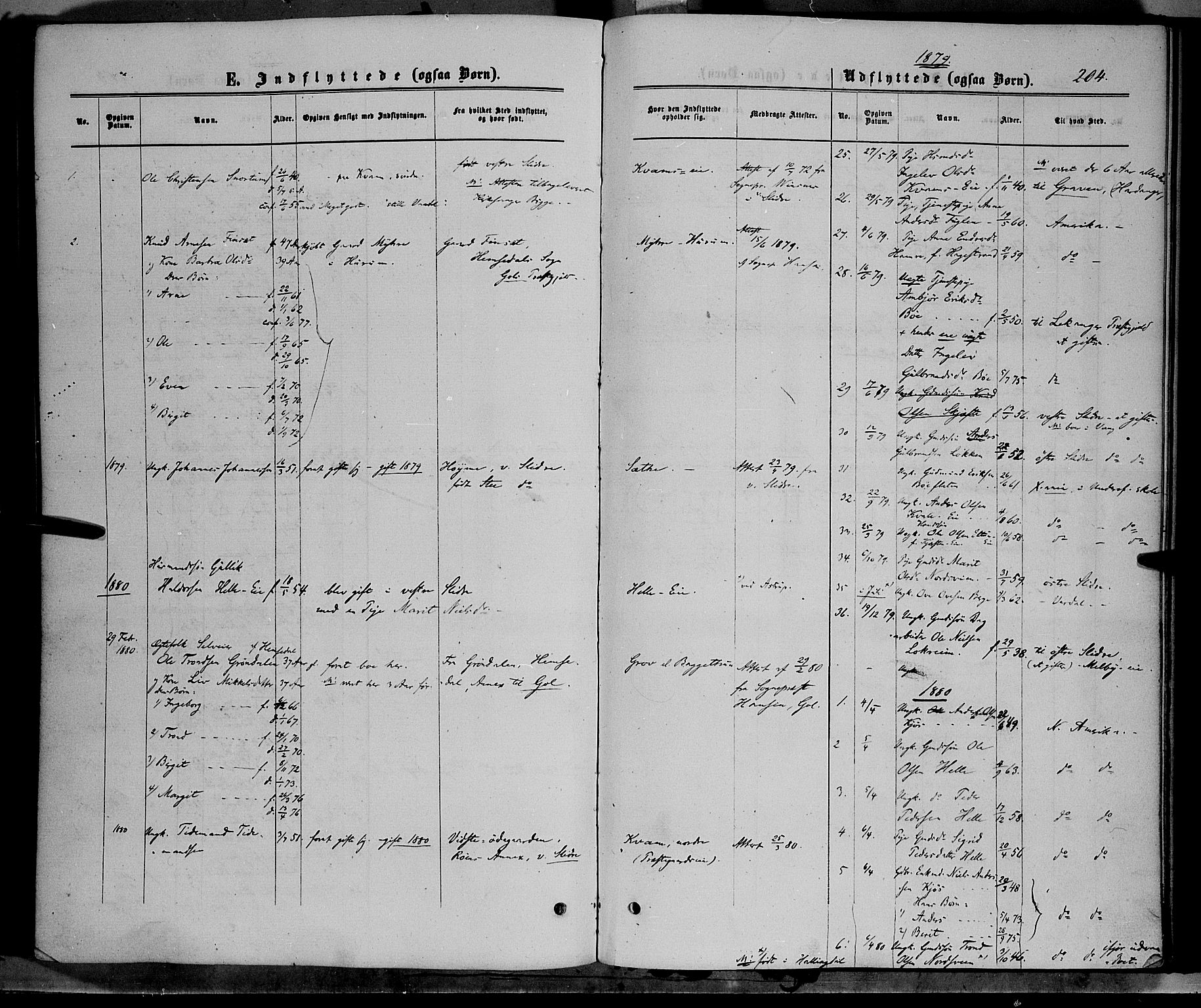 Vang prestekontor, Valdres, SAH/PREST-140/H/Ha/L0007: Parish register (official) no. 7, 1865-1881, p. 204