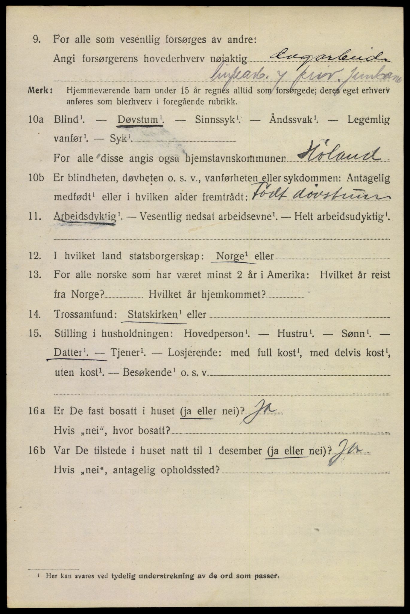 SAKO, 1920 census for Holmestrand, 1920, p. 3227