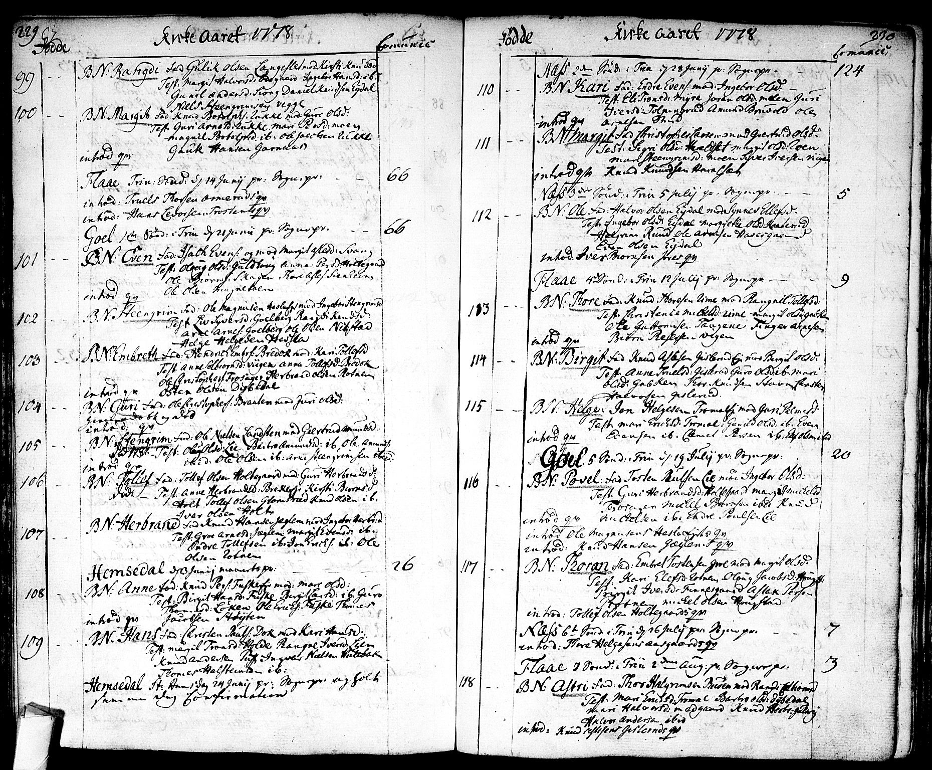 Nes kirkebøker, SAKO/A-236/F/Fa/L0004: Parish register (official) no. 4, 1764-1786, p. 229-230