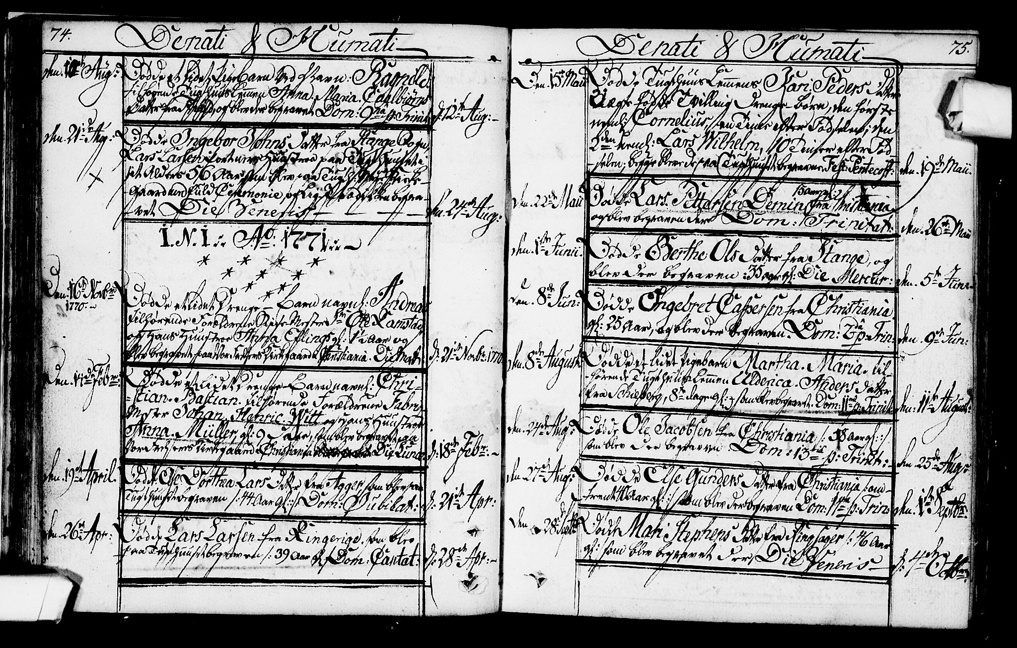 Kristiania tukthusprest Kirkebøker, SAO/A-10881/F/Fa/L0001: Parish register (official) no. 1, 1758-1828, p. 74-75