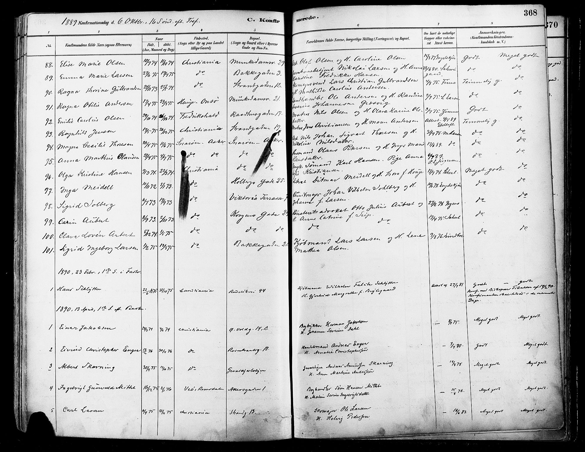 Johannes prestekontor Kirkebøker, AV/SAO-A-10852/F/Fa/L0003: Parish register (official) no. 3, 1882-1896, p. 368