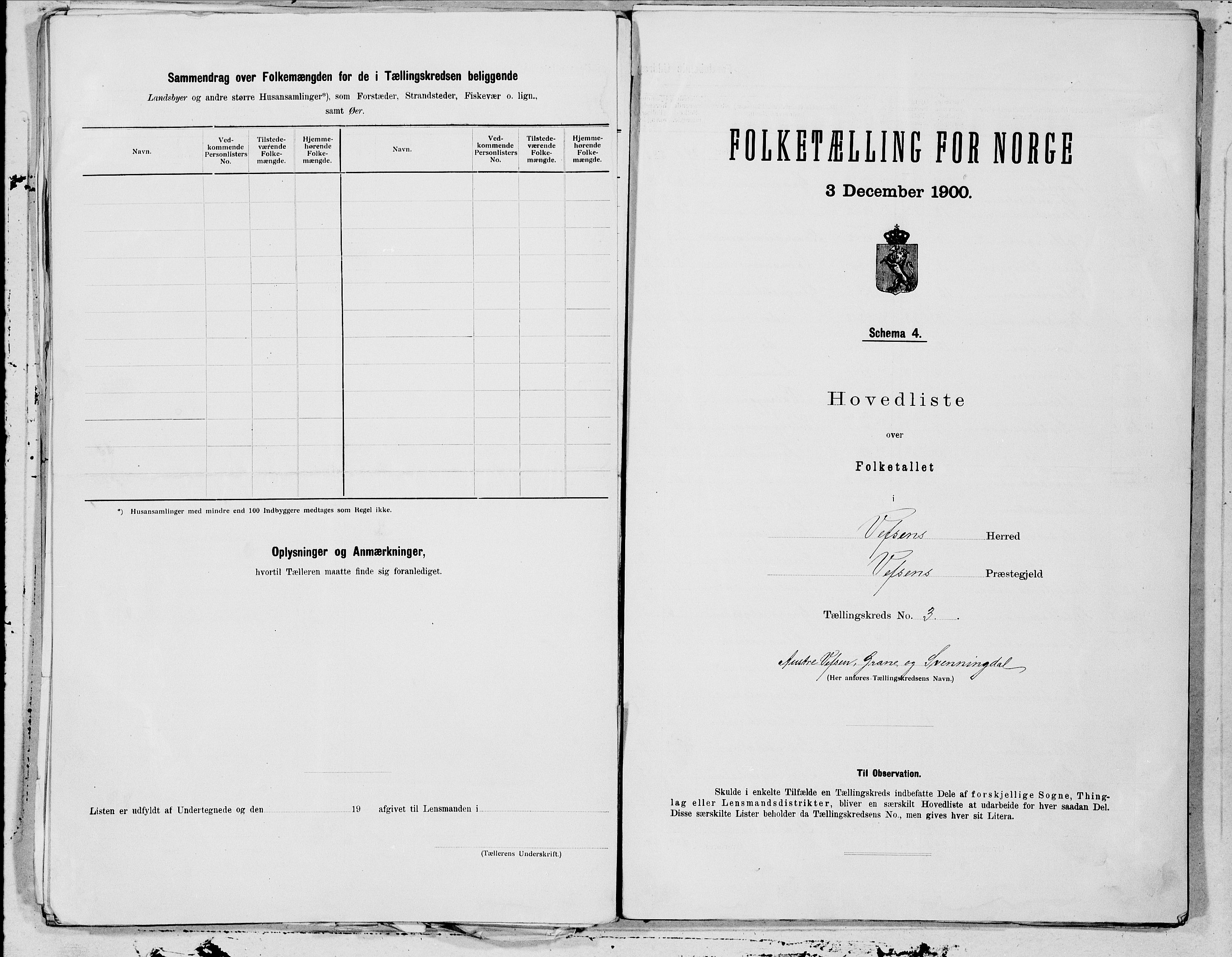 SAT, 1900 census for Vefsn, 1900, p. 6