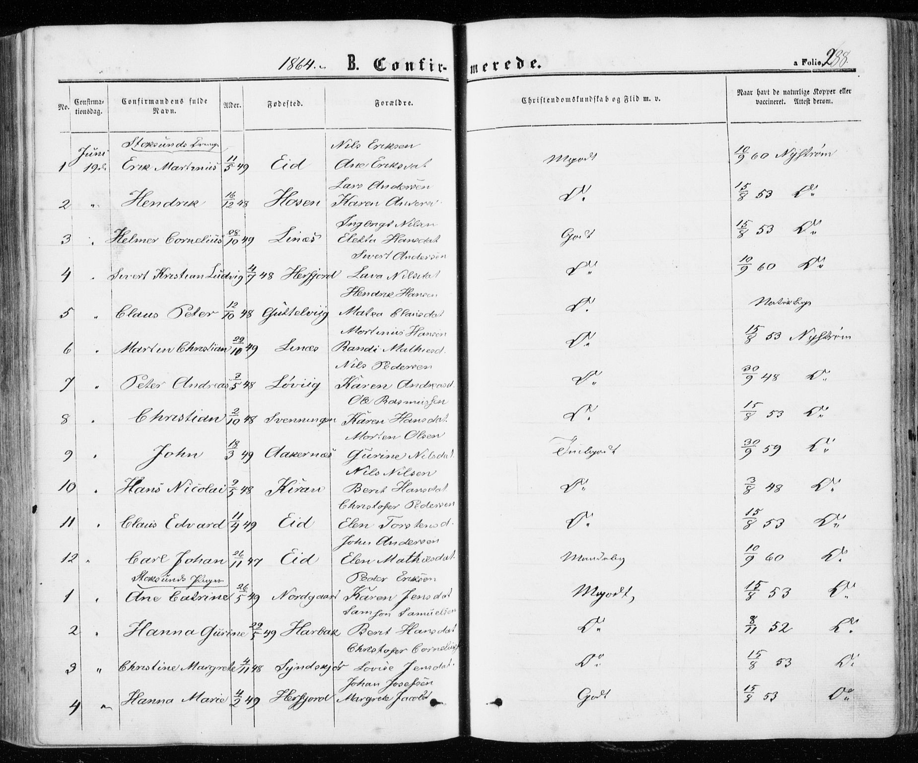 Ministerialprotokoller, klokkerbøker og fødselsregistre - Sør-Trøndelag, SAT/A-1456/657/L0705: Parish register (official) no. 657A06, 1858-1867, p. 288