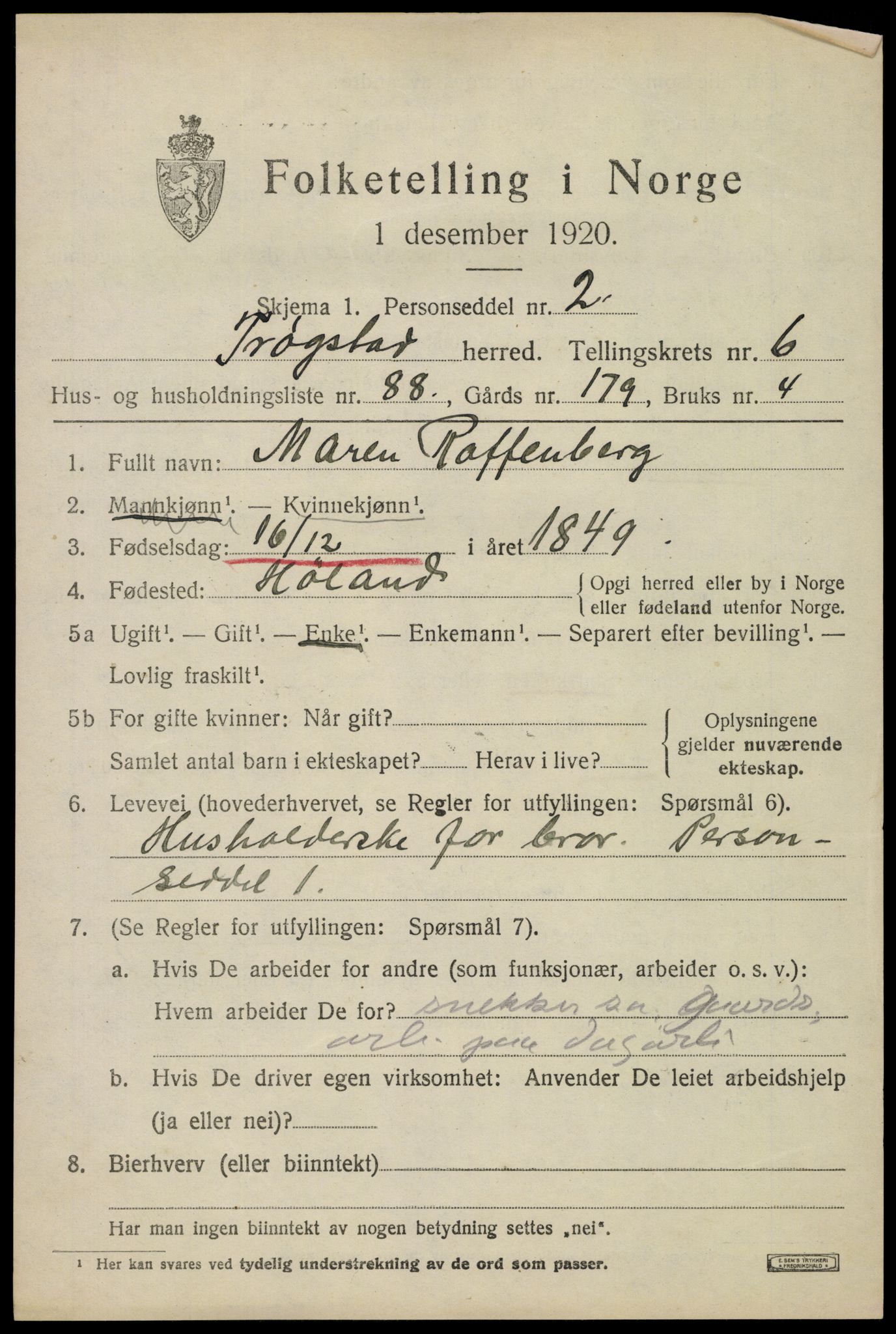 SAO, 1920 census for Trøgstad, 1920, p. 7568