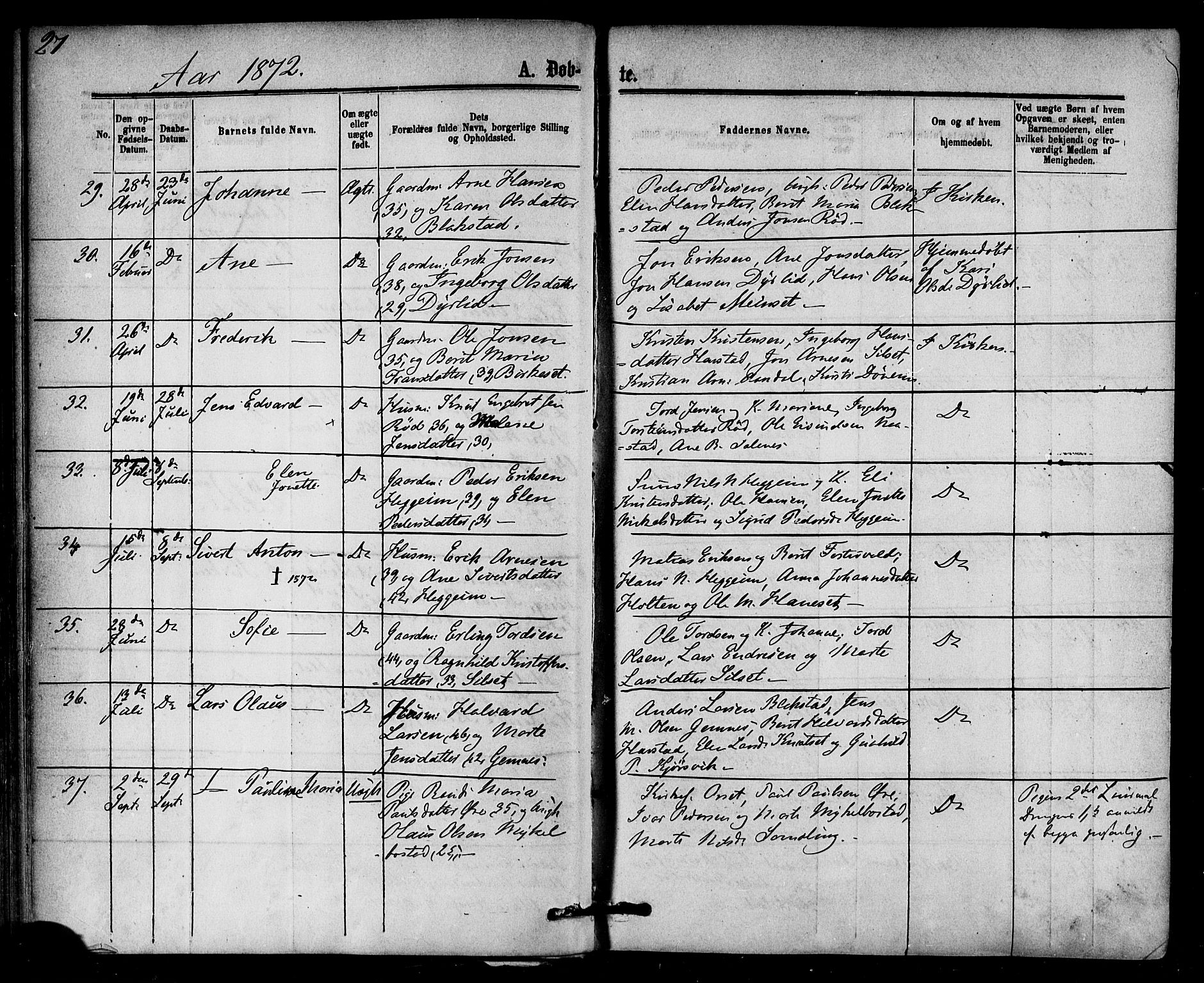 Ministerialprotokoller, klokkerbøker og fødselsregistre - Møre og Romsdal, AV/SAT-A-1454/584/L0966: Parish register (official) no. 584A06, 1869-1878, p. 27