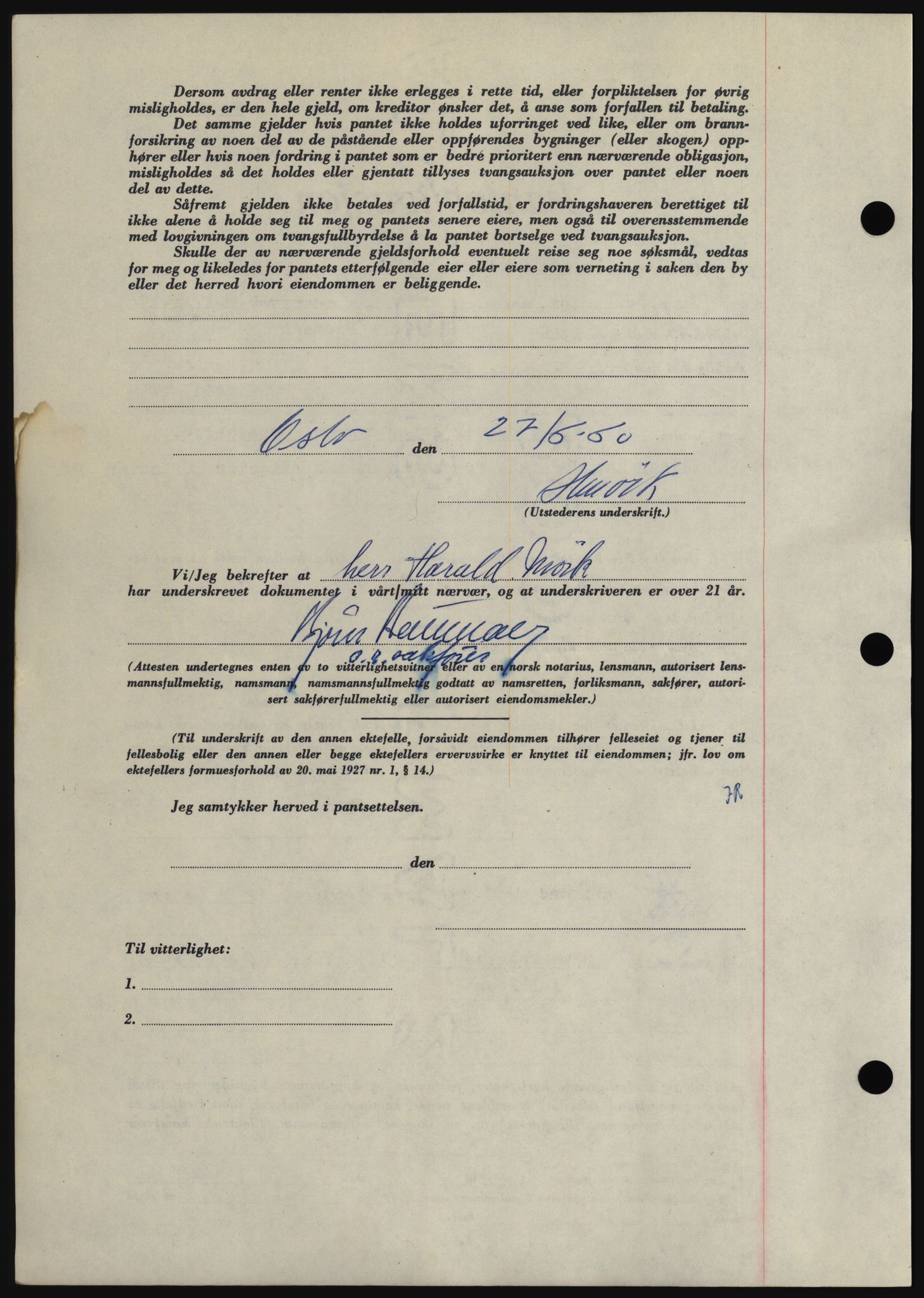 Hadeland og Land tingrett, SAH/TING-010/H/Hb/Hbc/L0043: Mortgage book no. B43, 1960-1960, Diary no: : 2347/1960