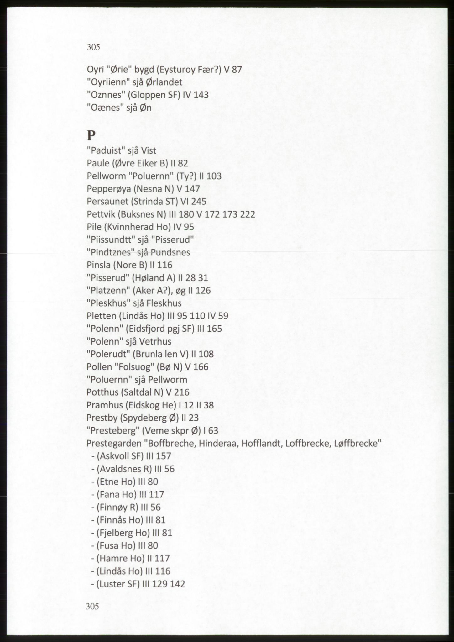 Publikasjoner utgitt av Arkivverket, PUBL/PUBL-001/C/0009: Stedsnavnregister, 1548-1567, p. 305