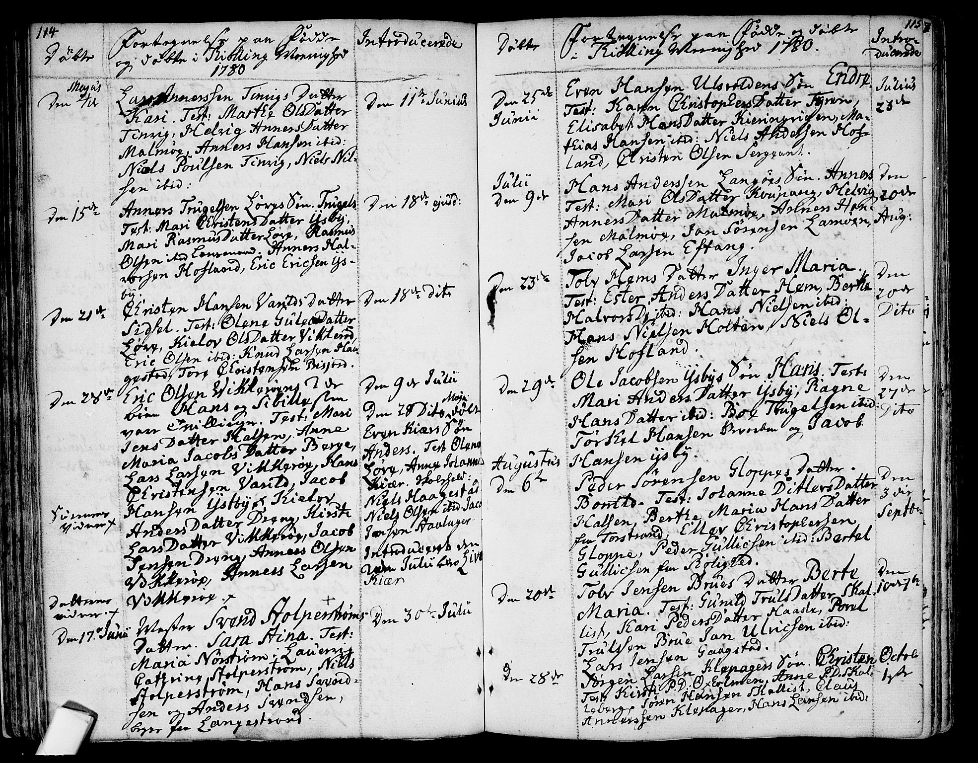 Tjølling kirkebøker, SAKO/A-60/F/Fa/L0004: Parish register (official) no. 4, 1779-1817, p. 114-115