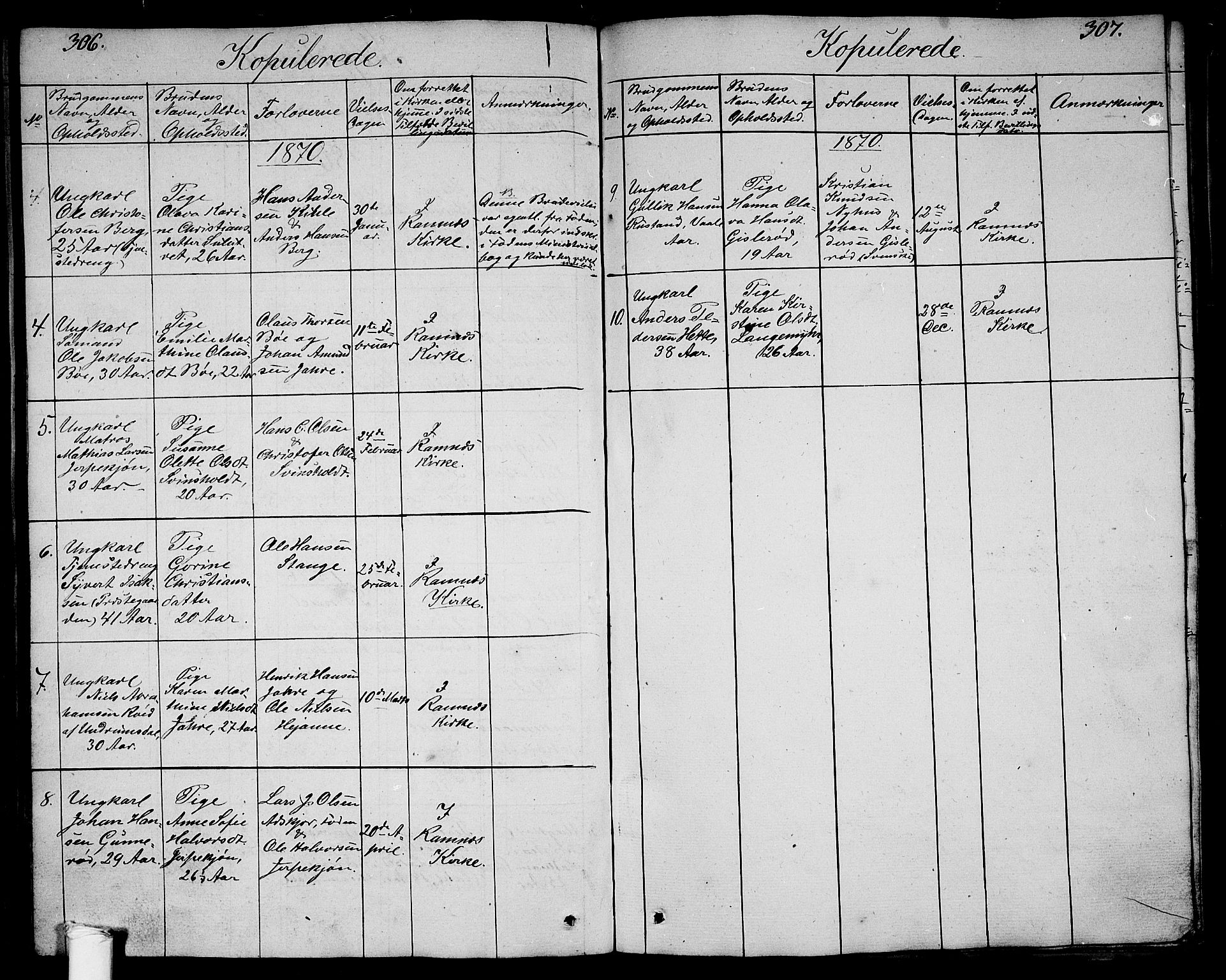 Ramnes kirkebøker, SAKO/A-314/G/Ga/L0002: Parish register (copy) no. I 2, 1848-1870, p. 306-307