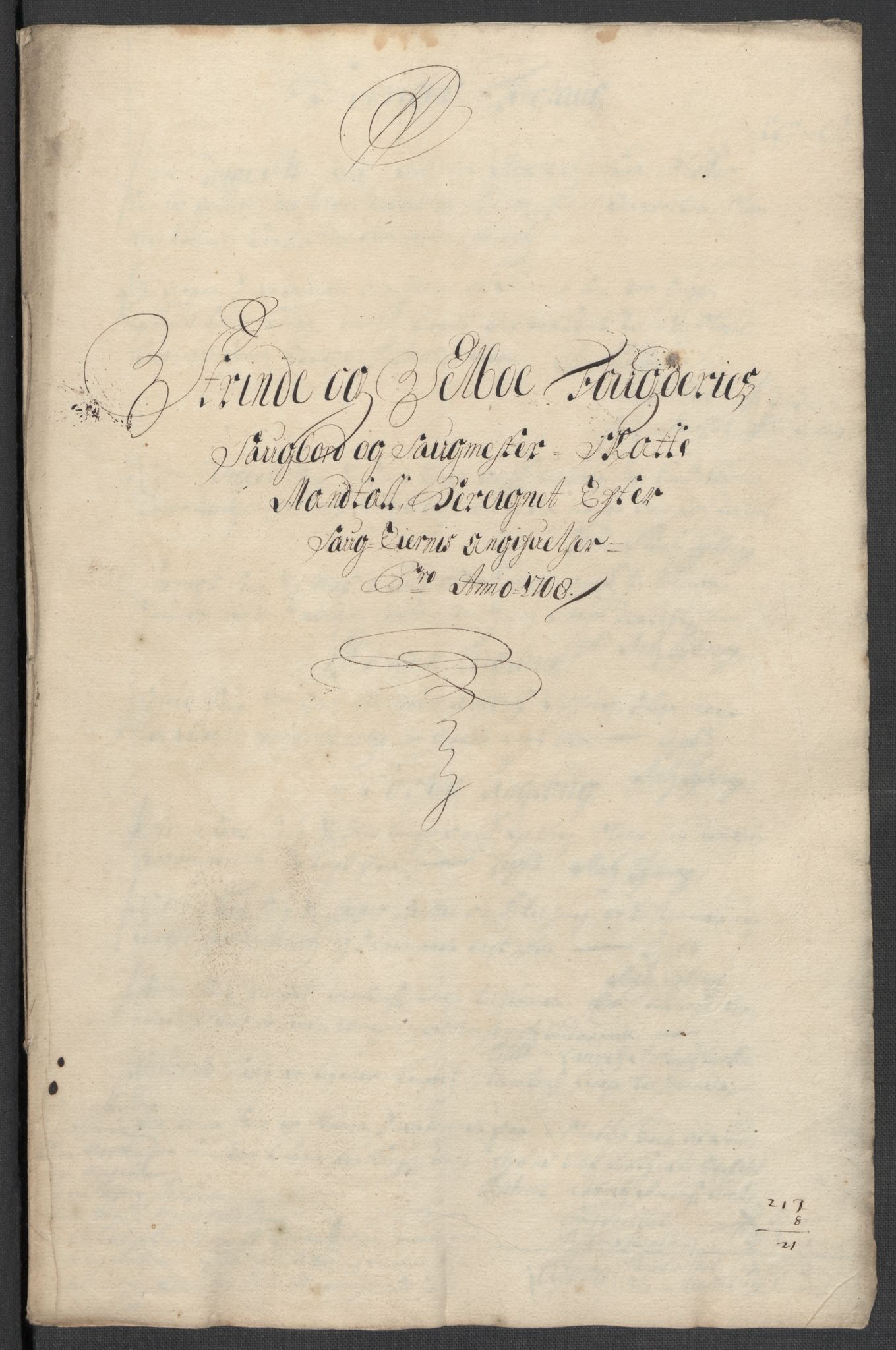 Rentekammeret inntil 1814, Reviderte regnskaper, Fogderegnskap, RA/EA-4092/R61/L4110: Fogderegnskap Strinda og Selbu, 1707-1708, p. 369