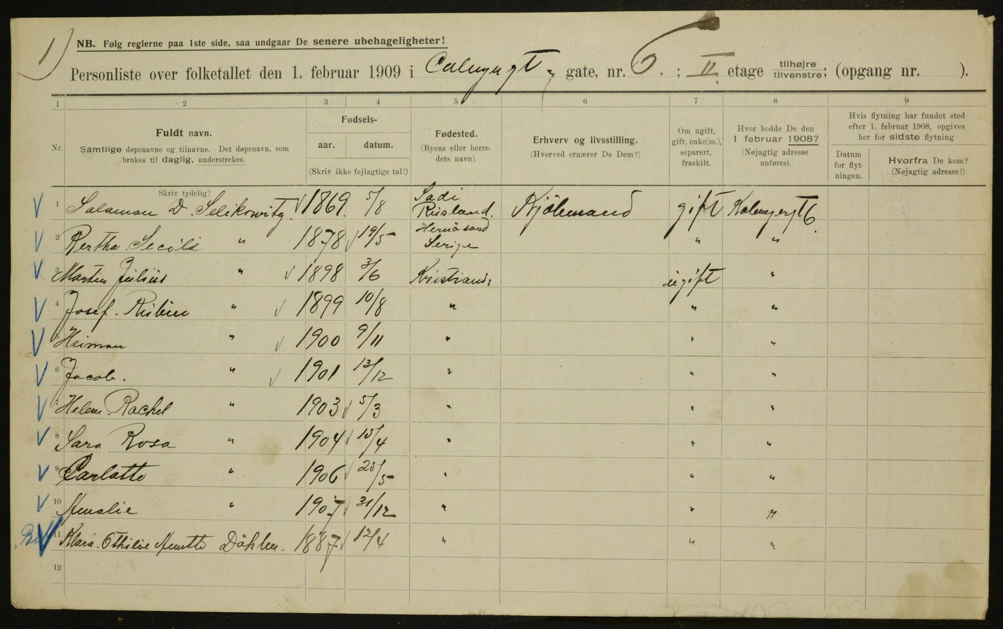 OBA, Municipal Census 1909 for Kristiania, 1909, p. 10239