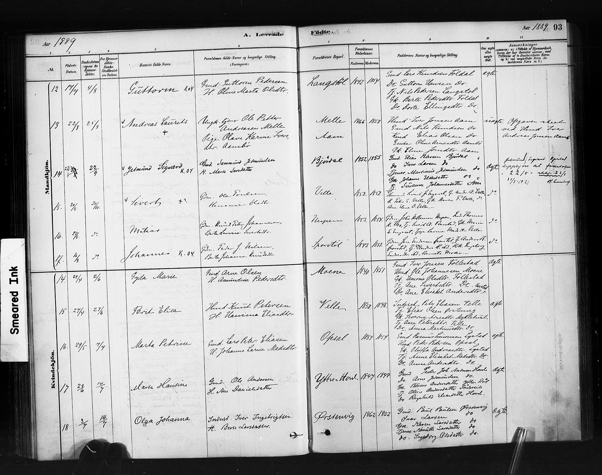 Ministerialprotokoller, klokkerbøker og fødselsregistre - Møre og Romsdal, AV/SAT-A-1454/513/L0176: Parish register (official) no. 513A03, 1877-1889, p. 93