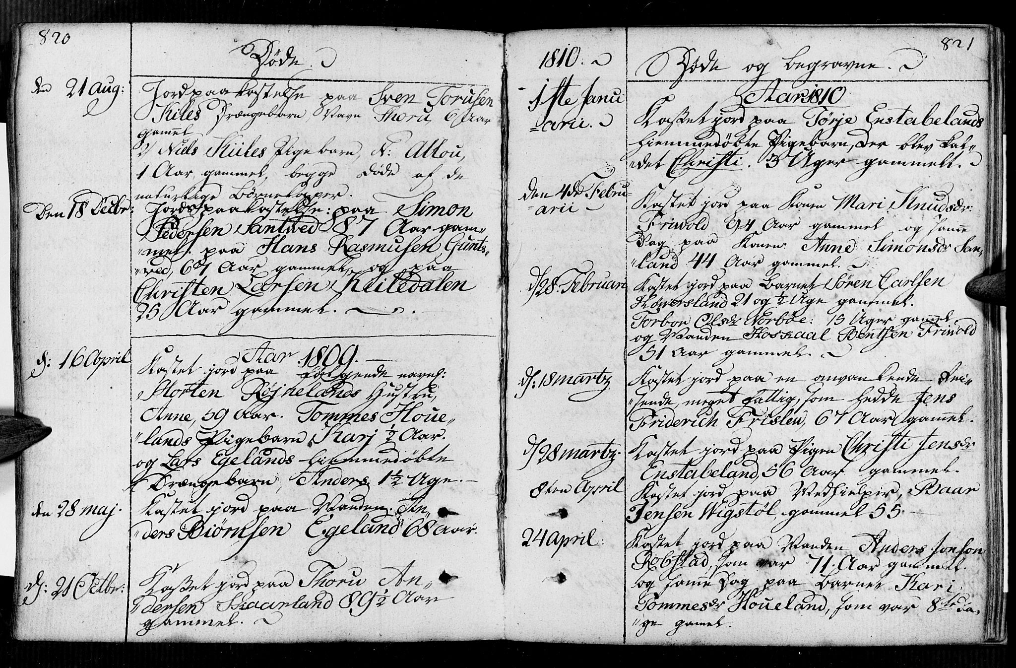 Vennesla sokneprestkontor, AV/SAK-1111-0045/Fa/Faa/L0002: Parish register (official) no. A 2, 1785-1834, p. 820-821