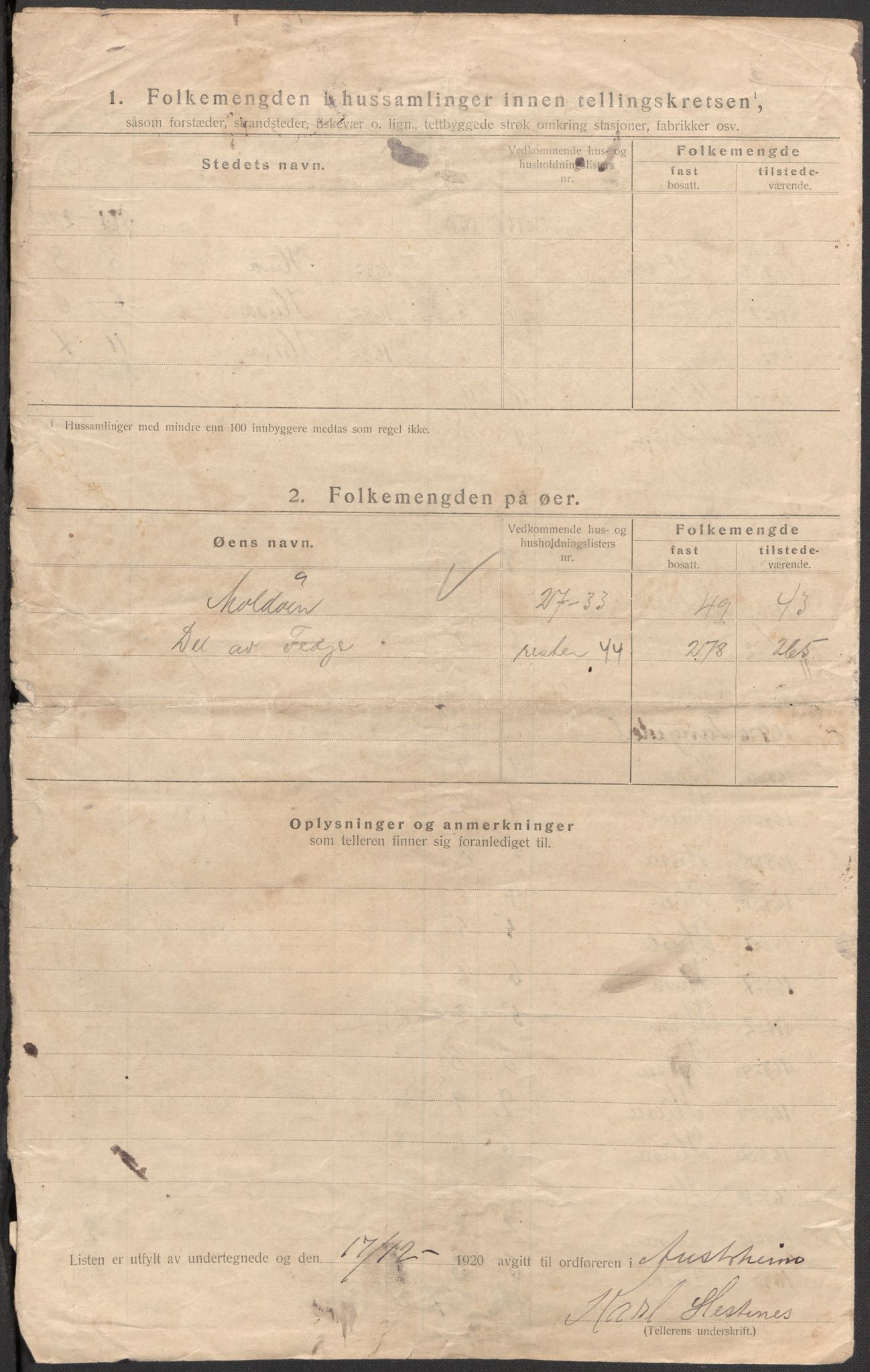 SAB, 1920 census for Austrheim, 1920, p. 58