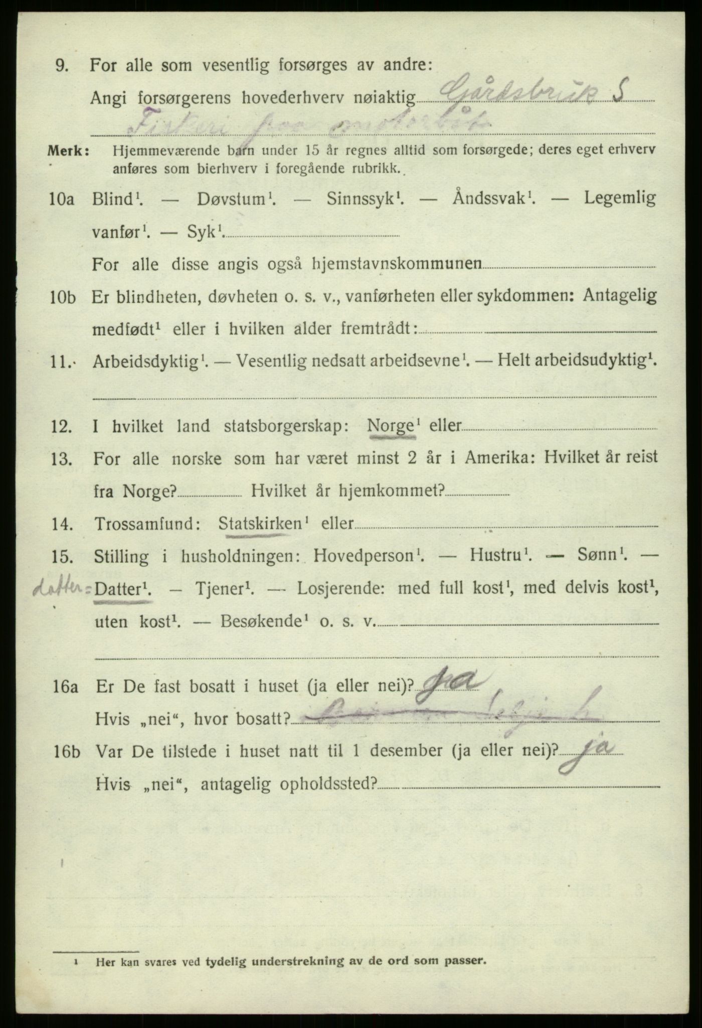 SAB, 1920 census for Selje, 1920, p. 7184