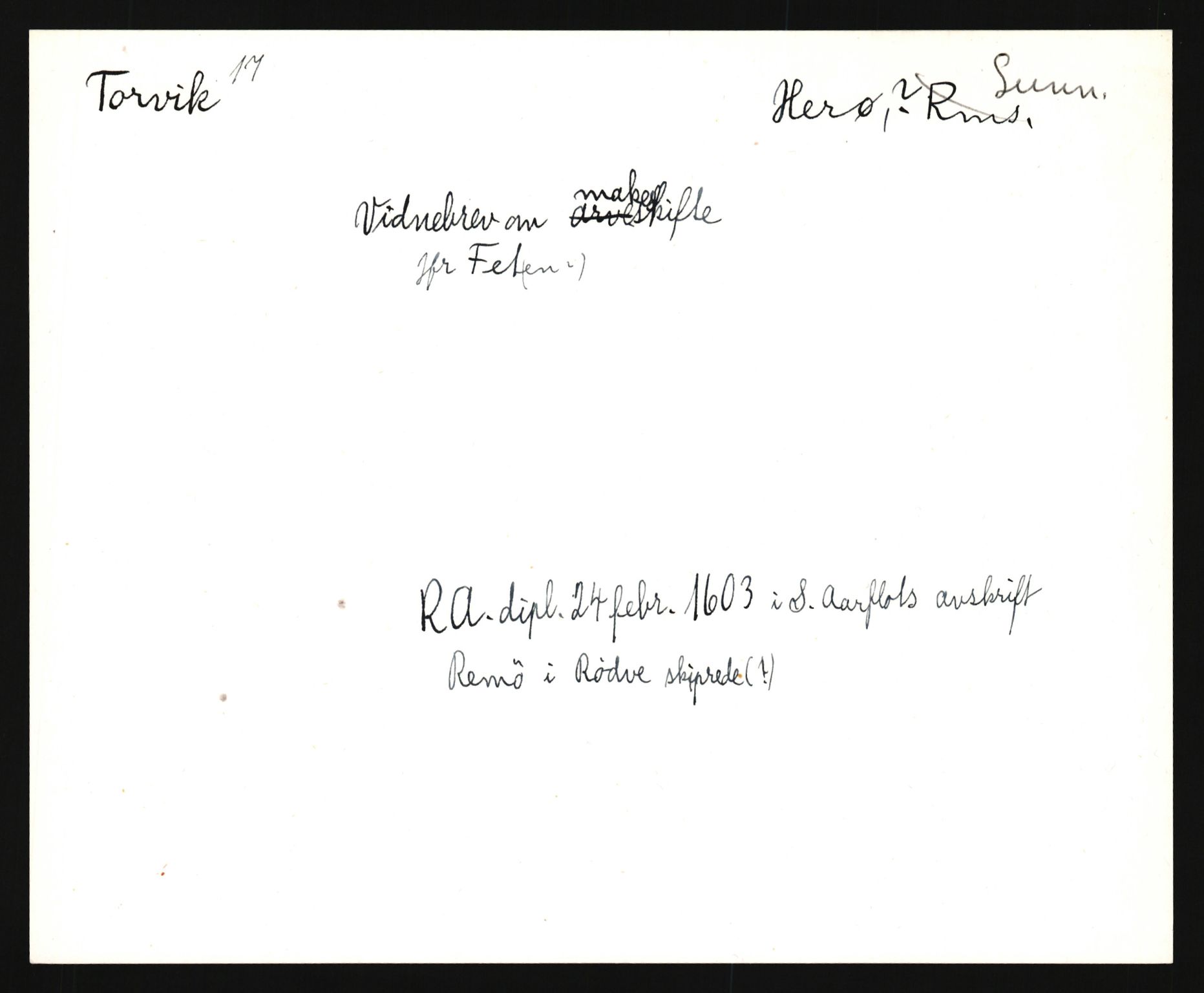 Riksarkivets diplomsamling, AV/RA-EA-5965/F35/F35e/L0031: Registreringssedler Møre og Romsdal, 1400-1700, p. 65