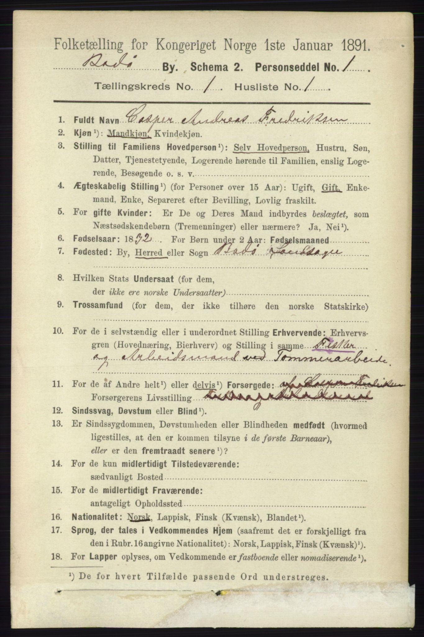 RA, 1891 census for 1804 Bodø, 1891, p. 129