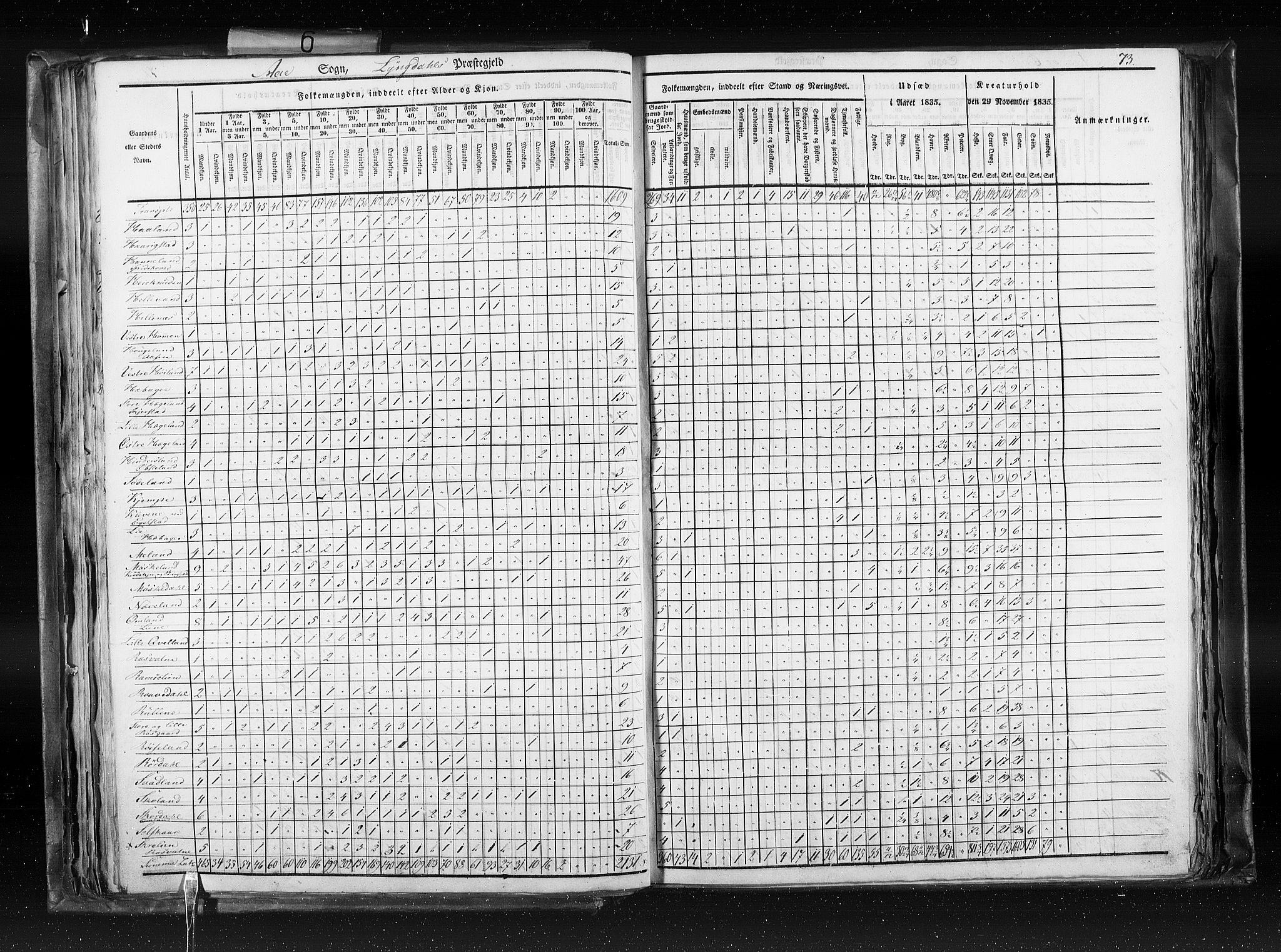 RA, Census 1835, vol. 6: Lister og Mandal amt og Stavanger amt, 1835, p. 73