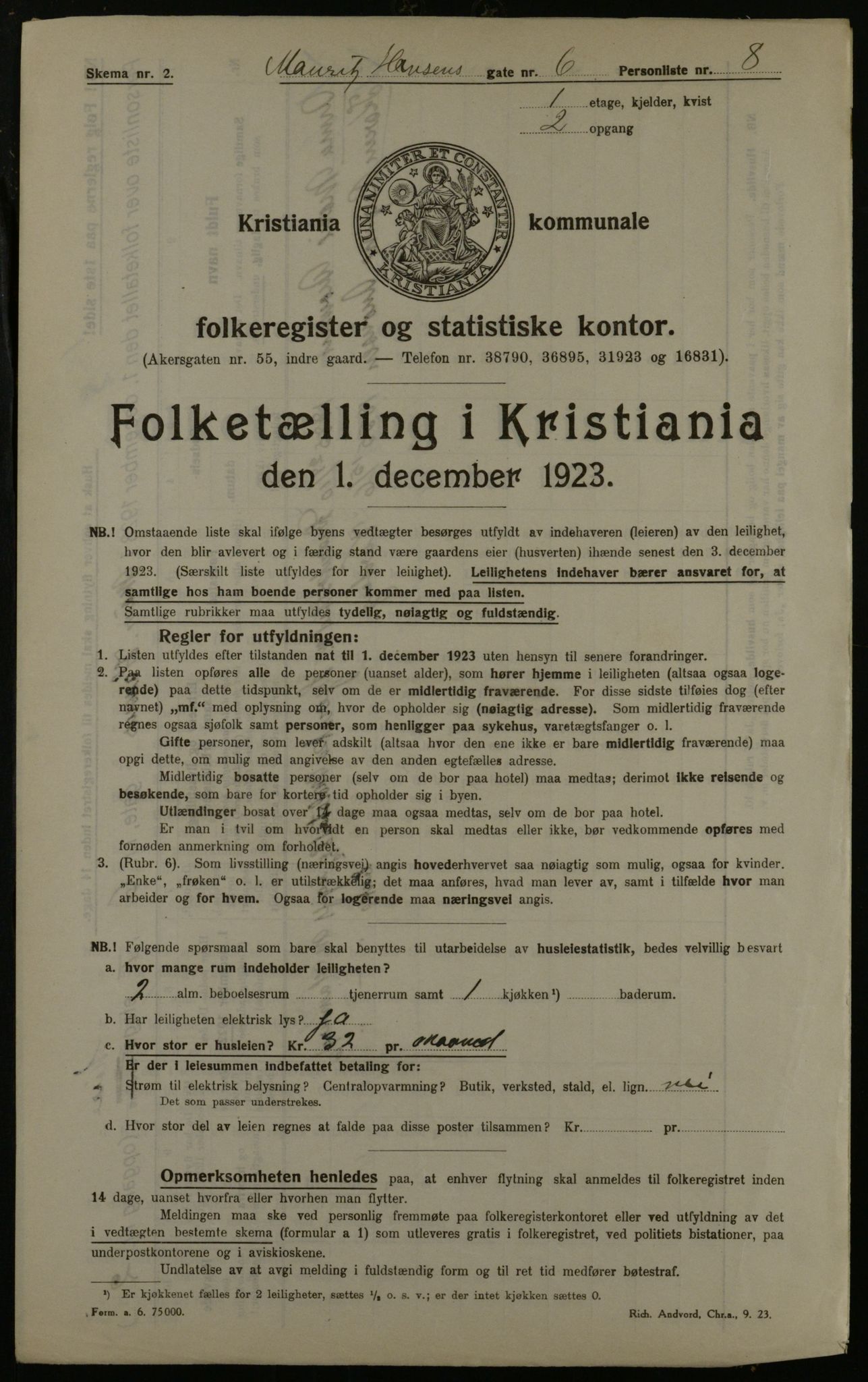 OBA, Municipal Census 1923 for Kristiania, 1923, p. 71971